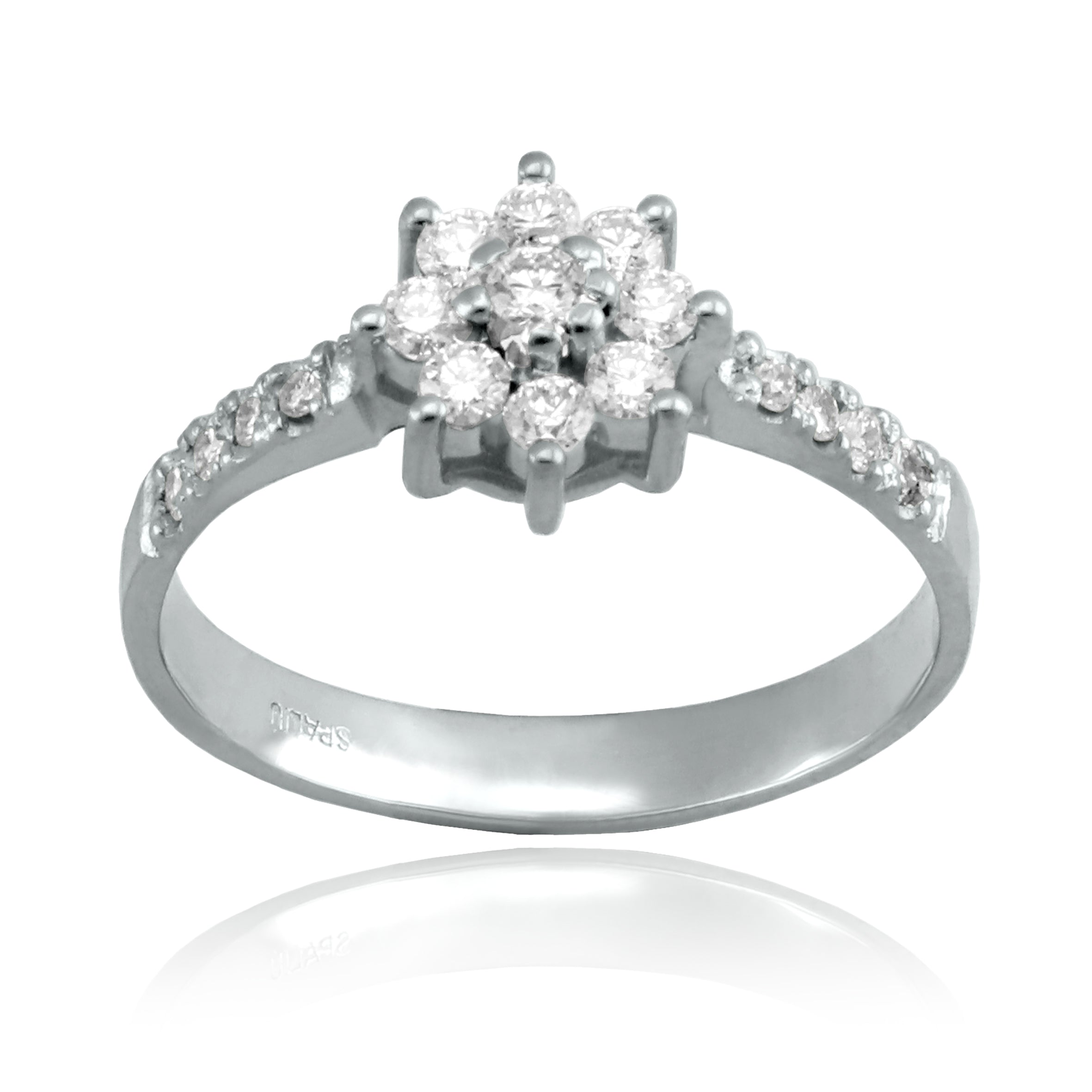 Anillo Diamantes Oro Blanco 18K