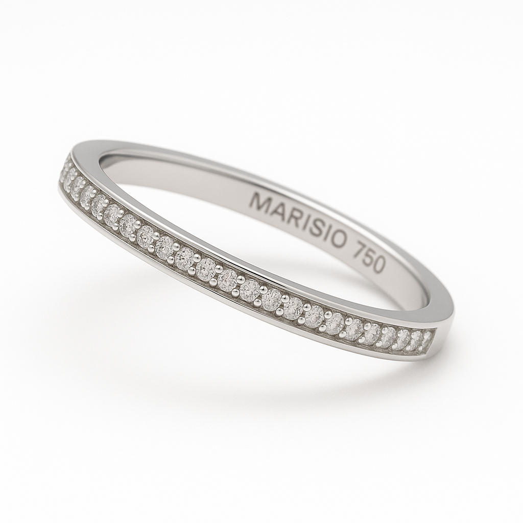 Anillo Cintillo Oro Blanco Circón