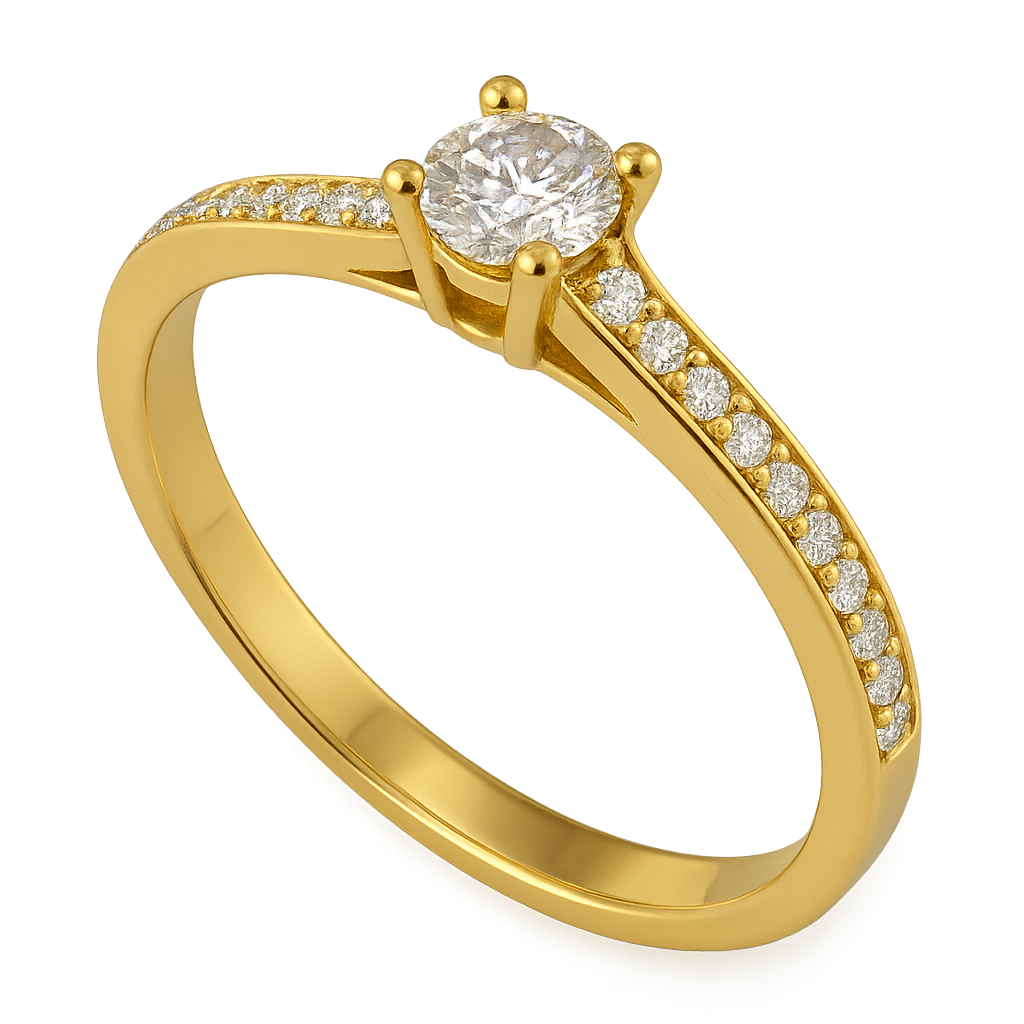 Anillo Oro Amarillo 18 K, Circón.