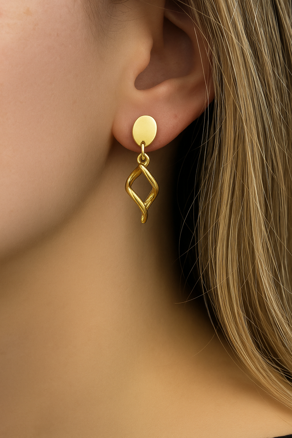 Par de Aros Espiral Oro 18 Kilates