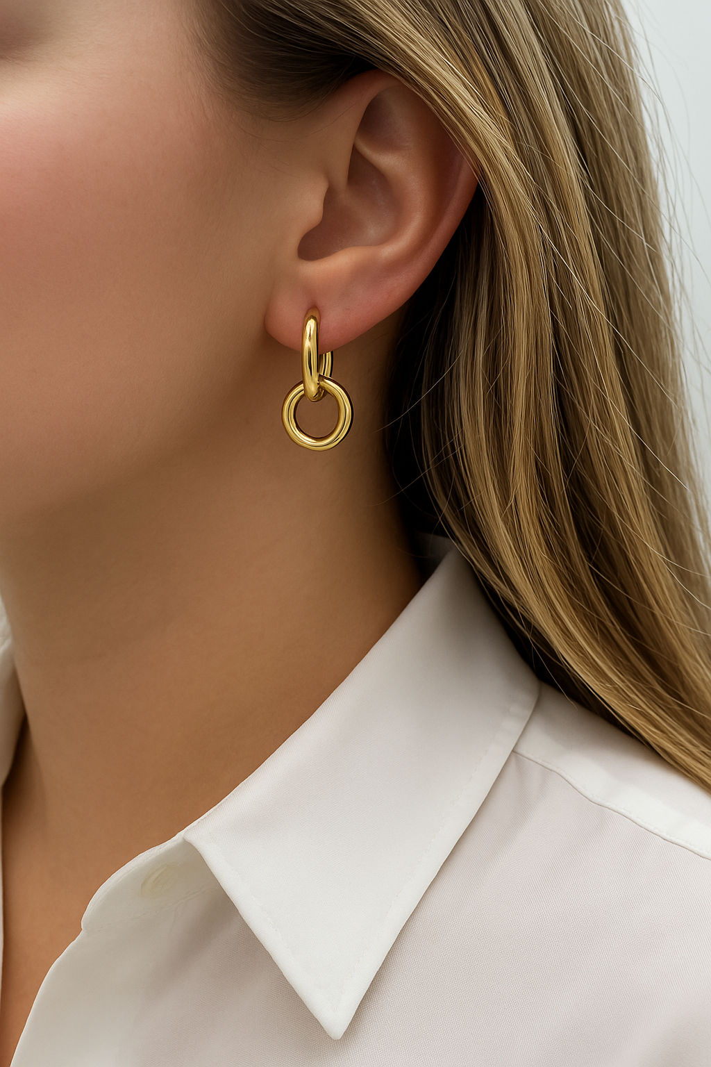 Par de Aros Doble Oro 18 Kilates