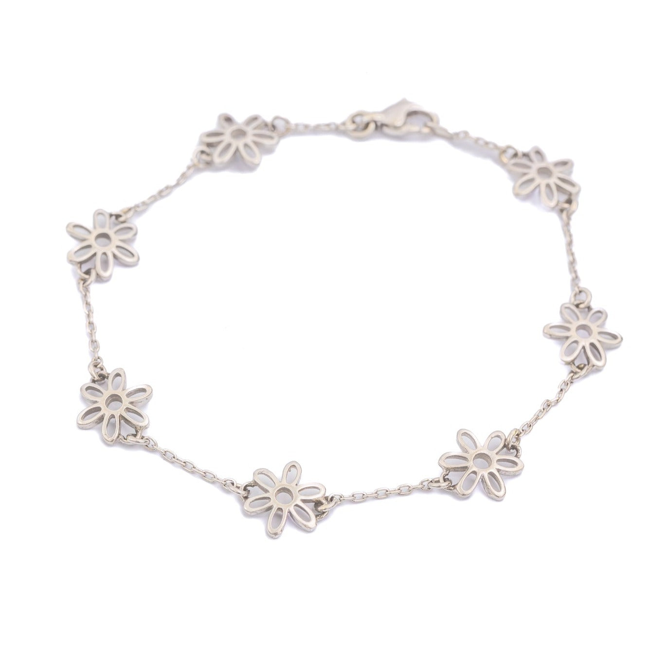 Pulsera Flores Oro Blanco 18 Kilates