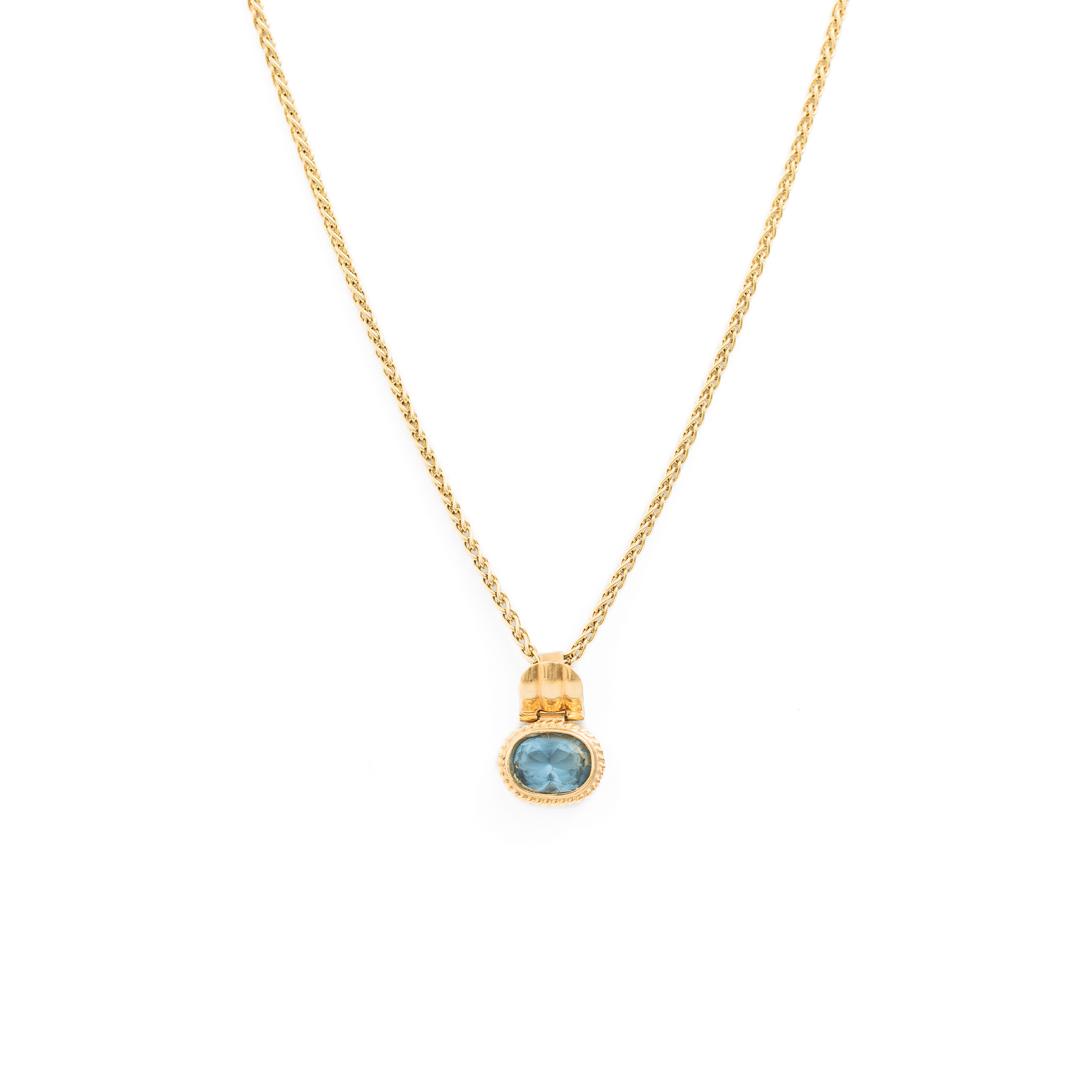 Collar Agua Marina de Oro Amarillo 18 Kilates
