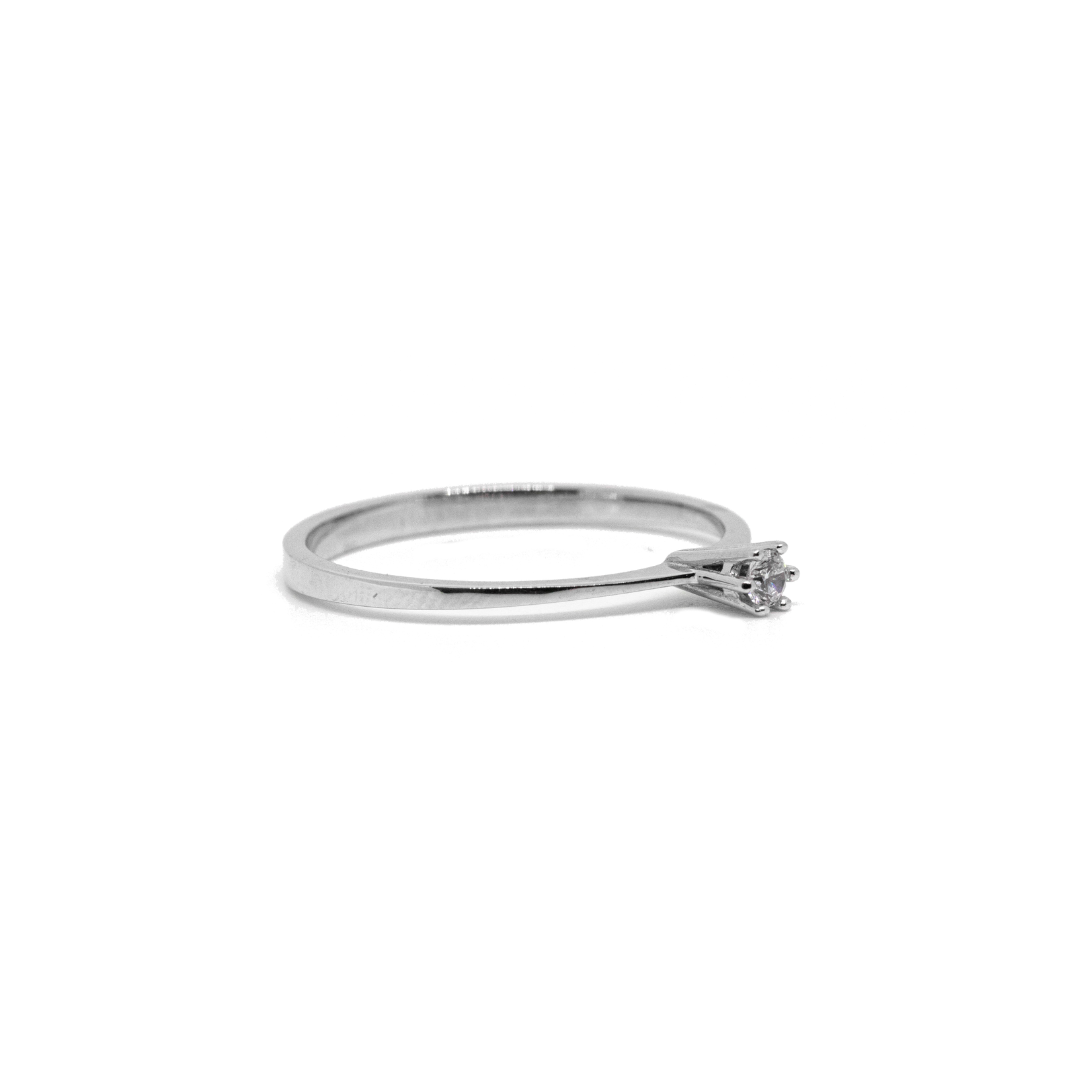 Anillo Solitario Oro Blanco 18K Circón