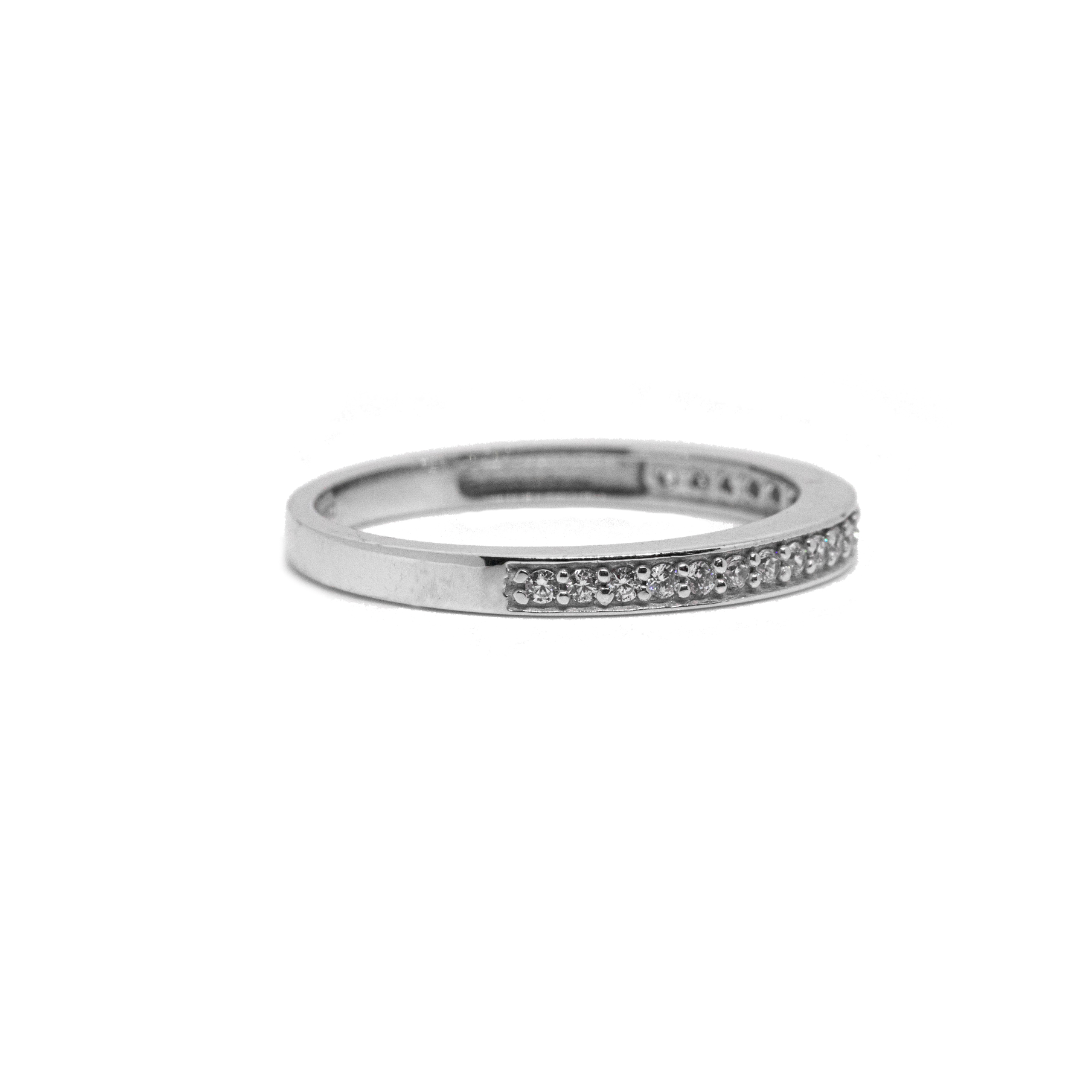 Anillo Cintillo Oro Blanco Circón