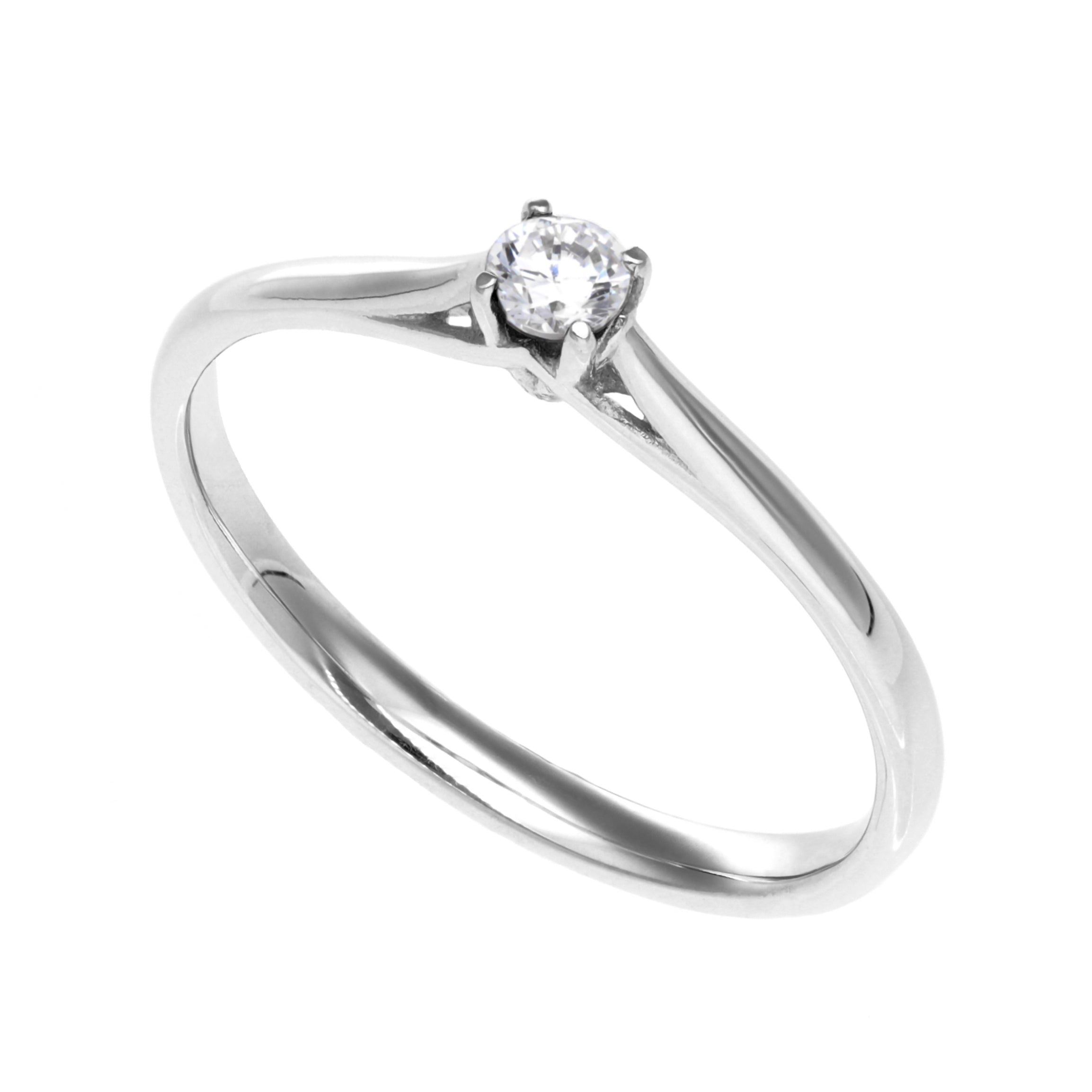 Anillo Solitario Oro Blanco 18K Circón