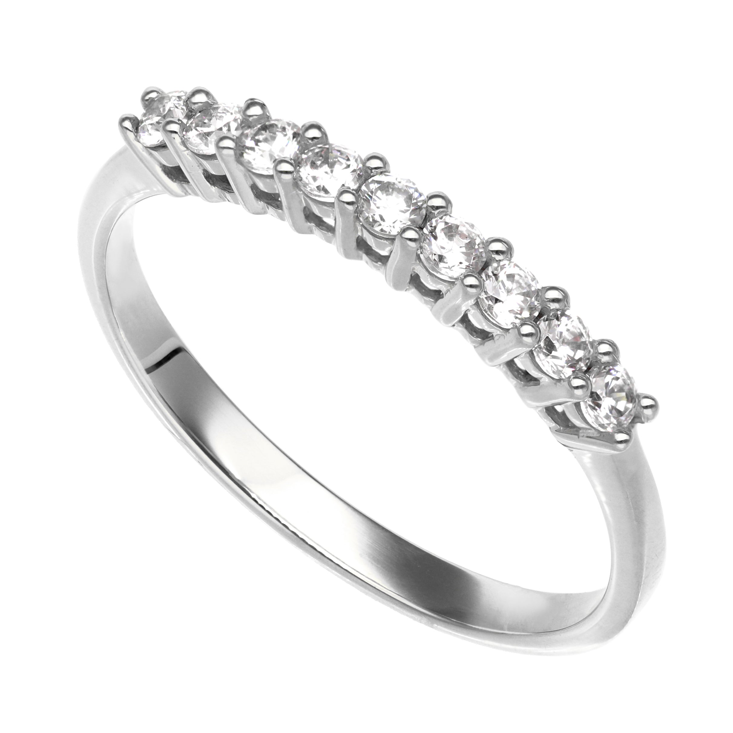 Anillo Cintillo Oro Blanco 18K Circón