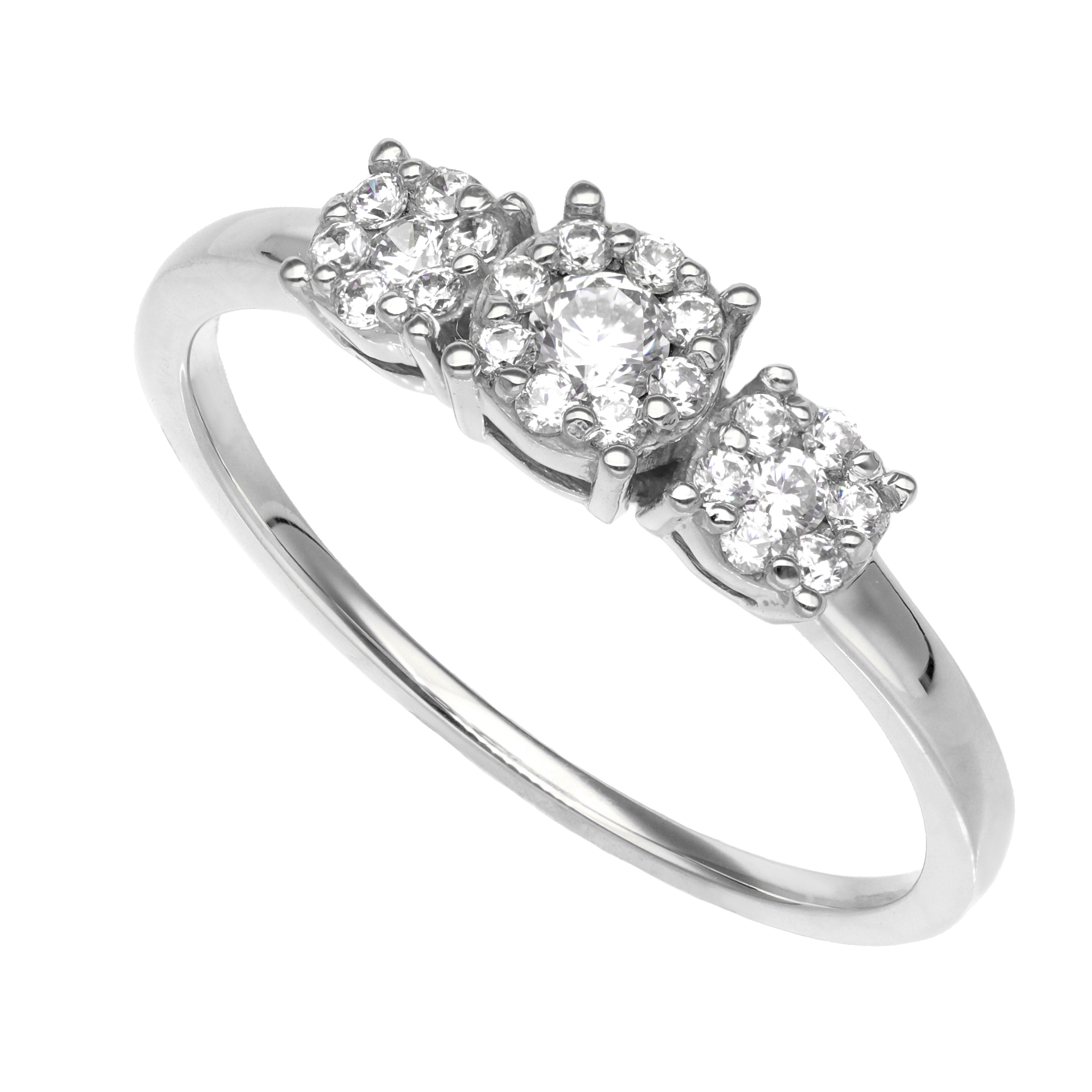 Anillo Tricillo Oro Blanco 18K Circón
