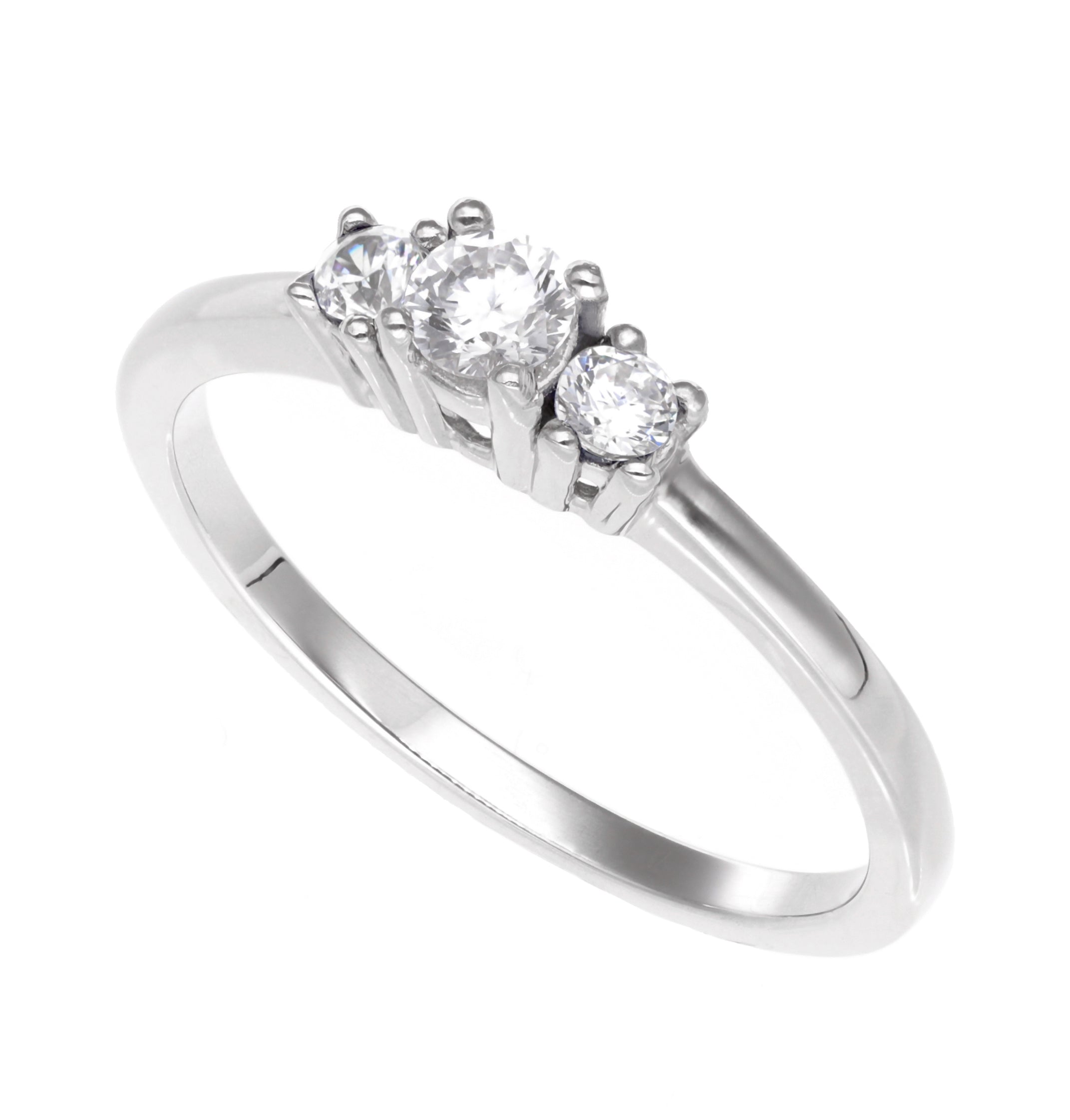 Anillo Tricillo Oro Blanco 18K Circón