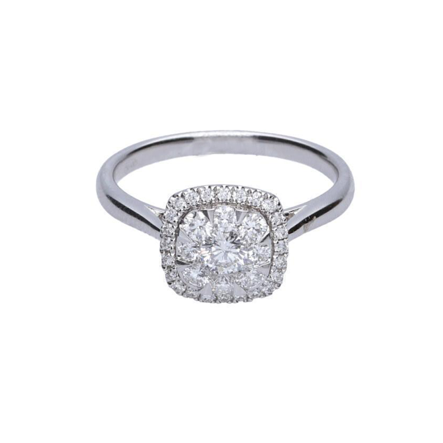 Anillo Roseta Diamantes Oro Blanco 18K