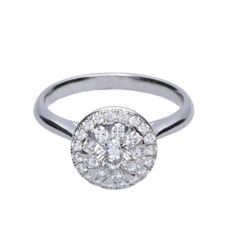 Anillo Roseta Diamantes Oro Blanco 18K