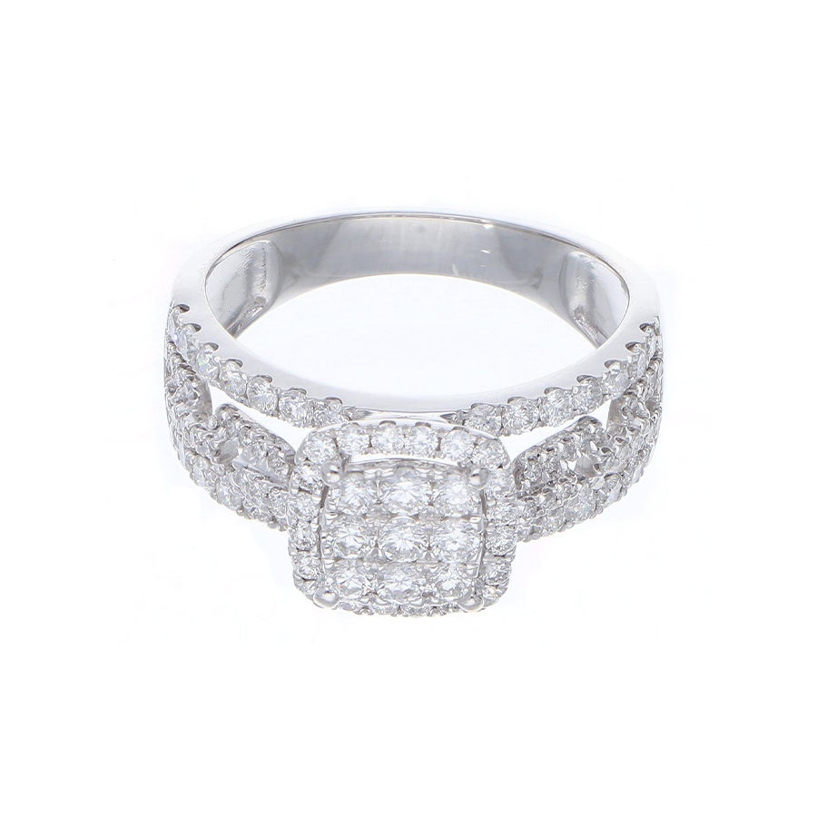 Anillo Diamantes Oro Blanco 18K