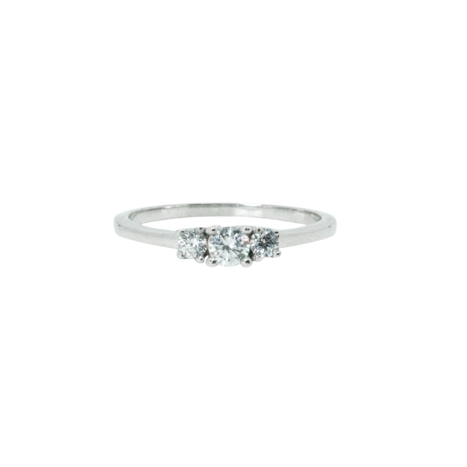 Anillo Tricillo Oro Blanco 18K Circón