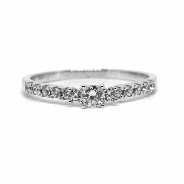 Anillo Oro Blanco Circón
