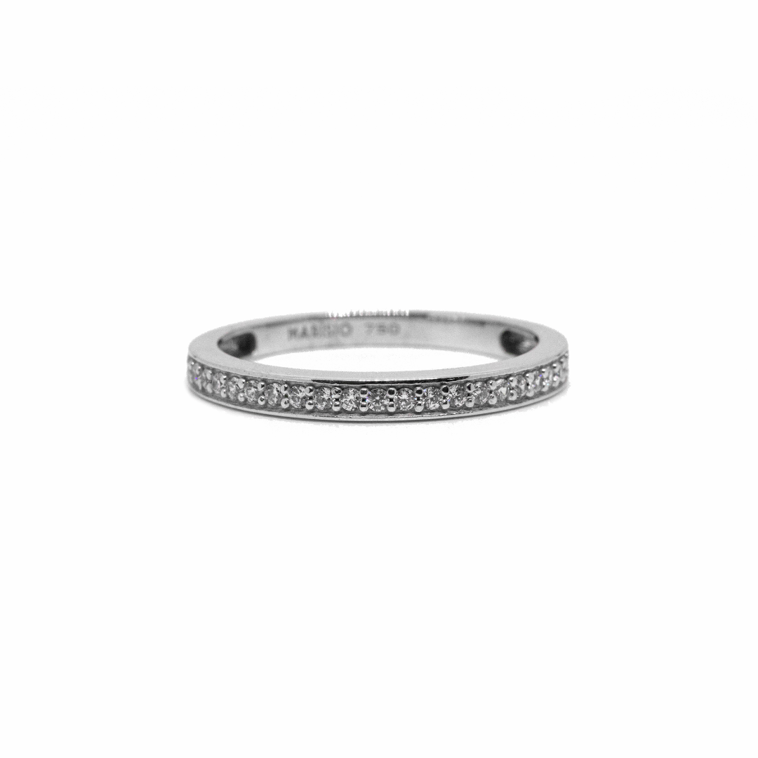 Anillo Cintillo Oro Blanco Circón