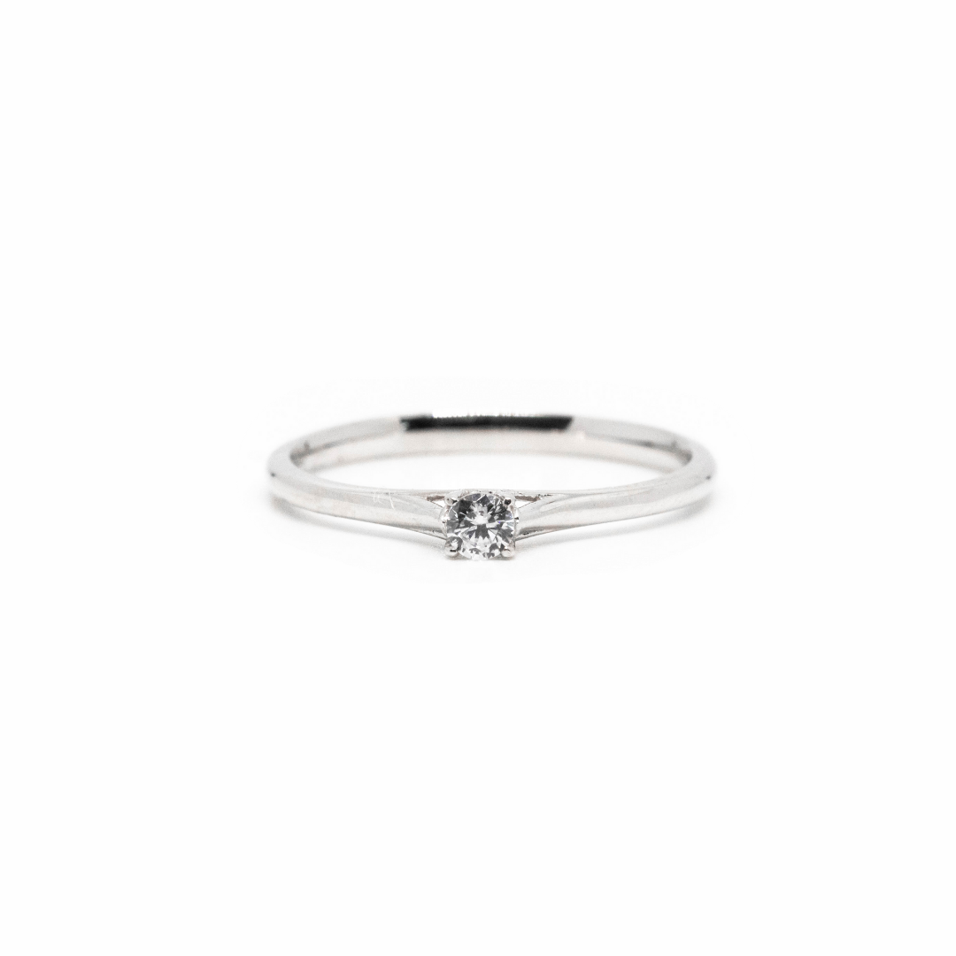 Anillo Solitario Oro Blanco 18K Circón