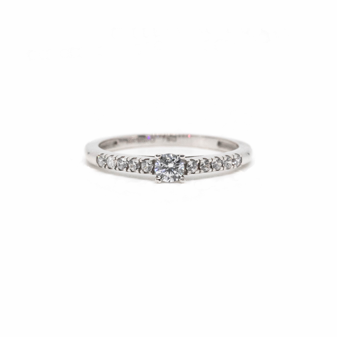 Anillo Oro Blanco Circón