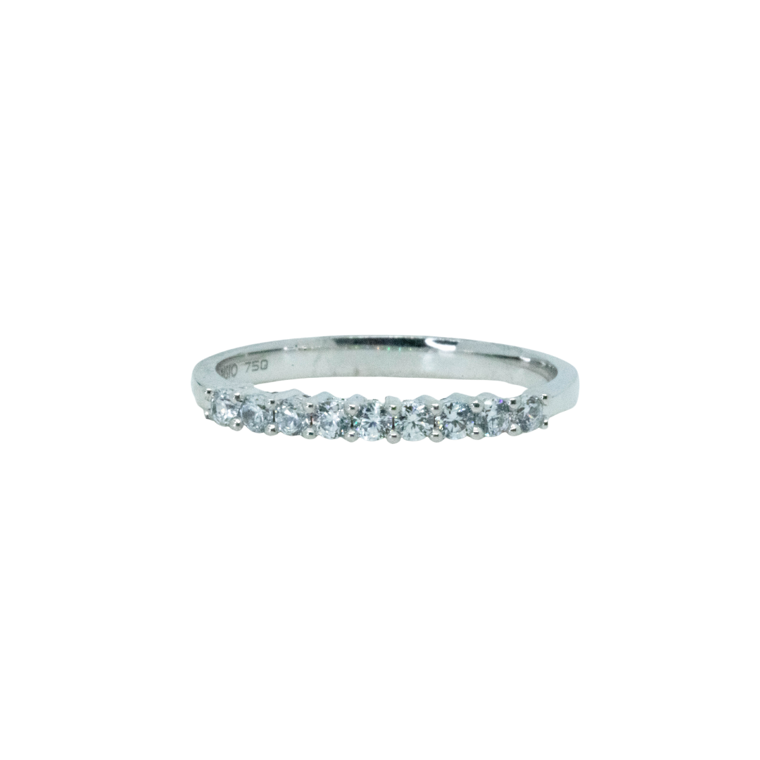 Anillo Cintillo Oro Blanco 18K Circón