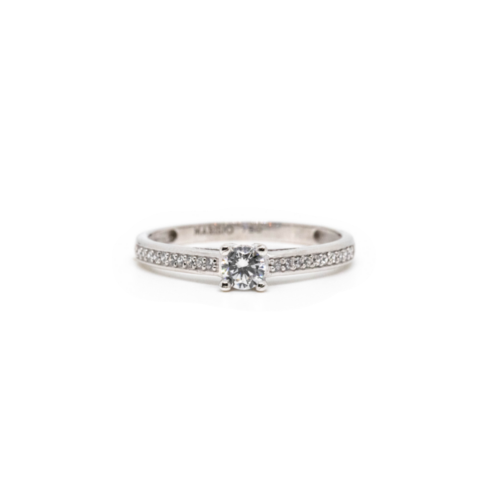 Anillo Oro Blanco 18K Circón