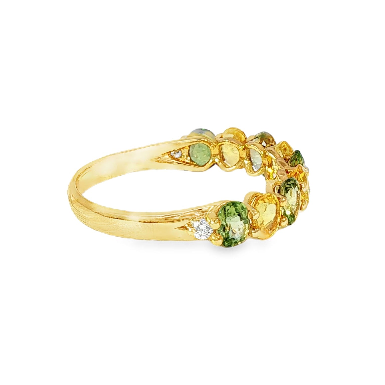 Anillo Oro Amarillo 18K Zafiros y Diamantes