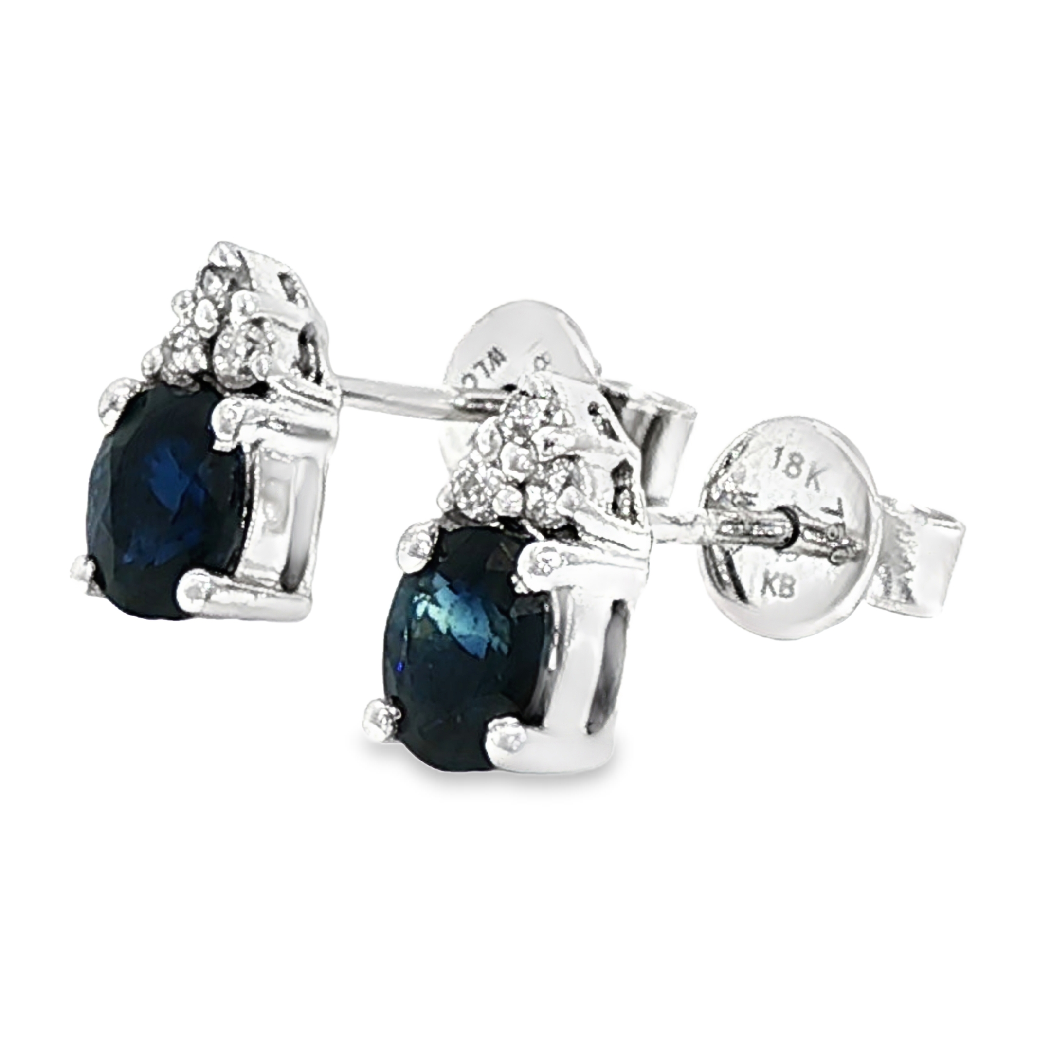 Aros Oro Blanco y Zafiro Azul