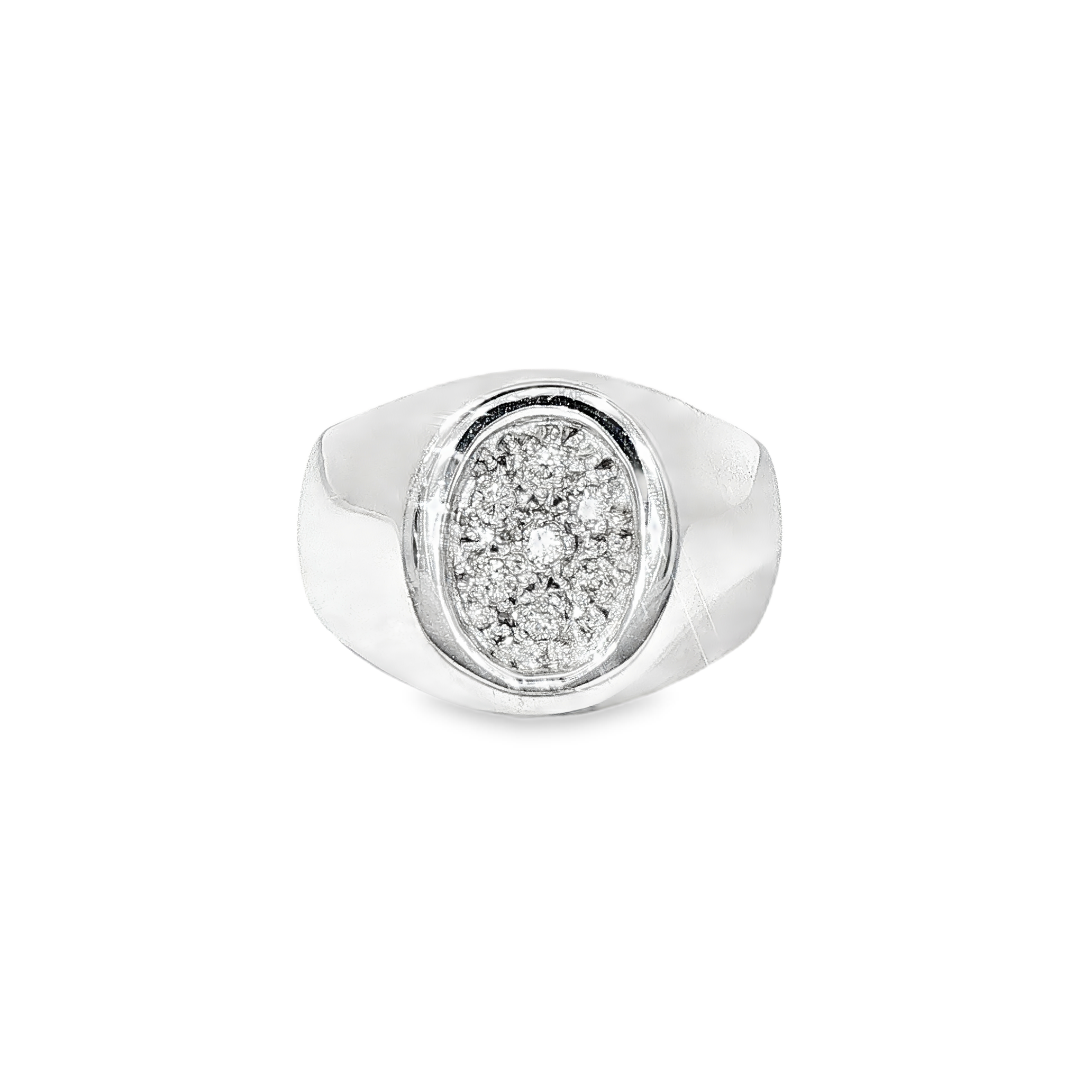 Anillo de Sello Diamantes Oro Blanco 18K