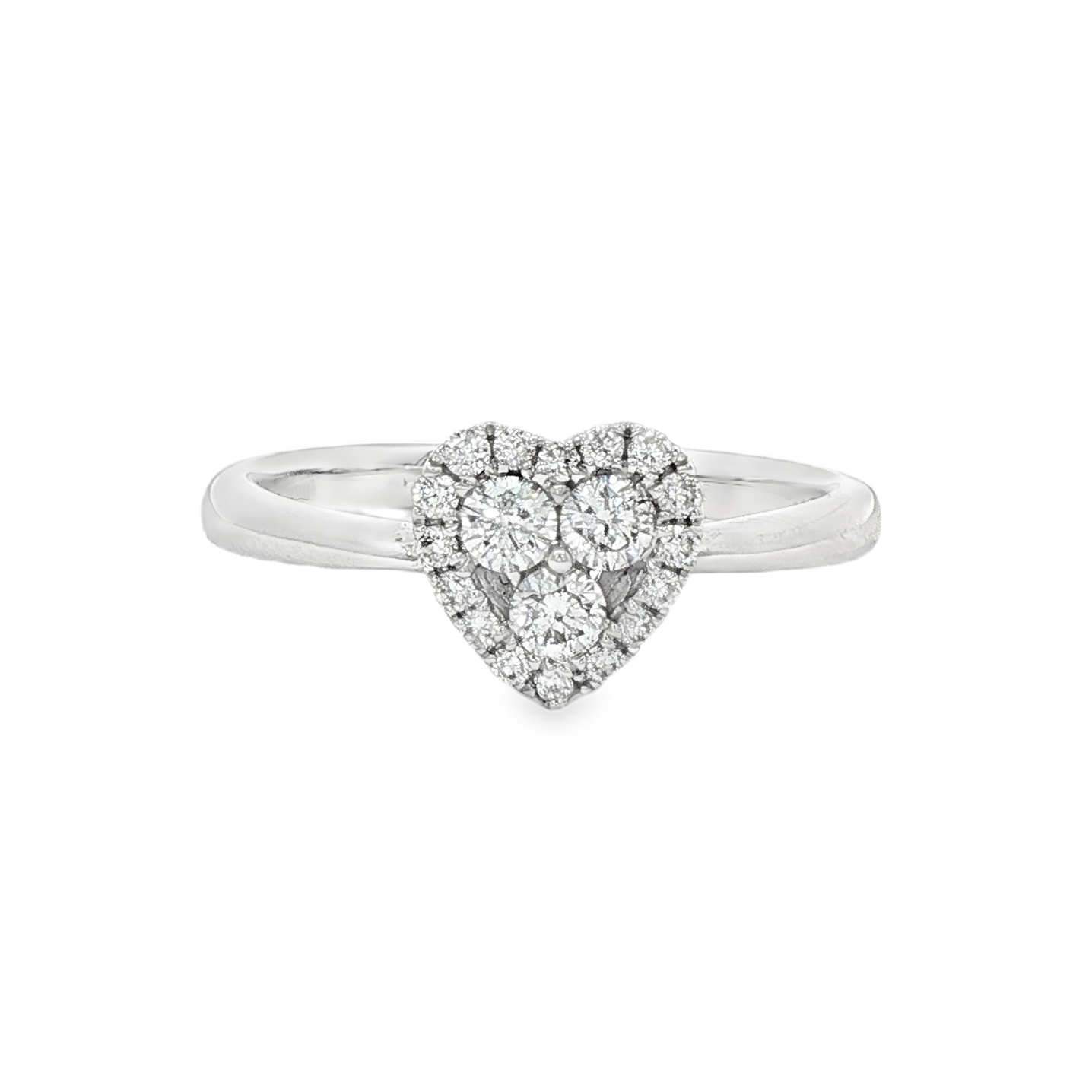 Anillo Corazón Diamantes Oro Blanco 18K