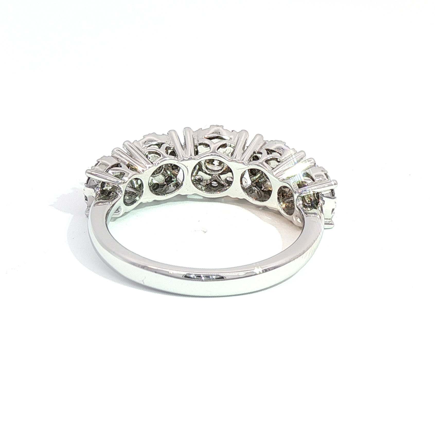 Anillo Diamante Roseta Cintillo Oro Blanco 18K