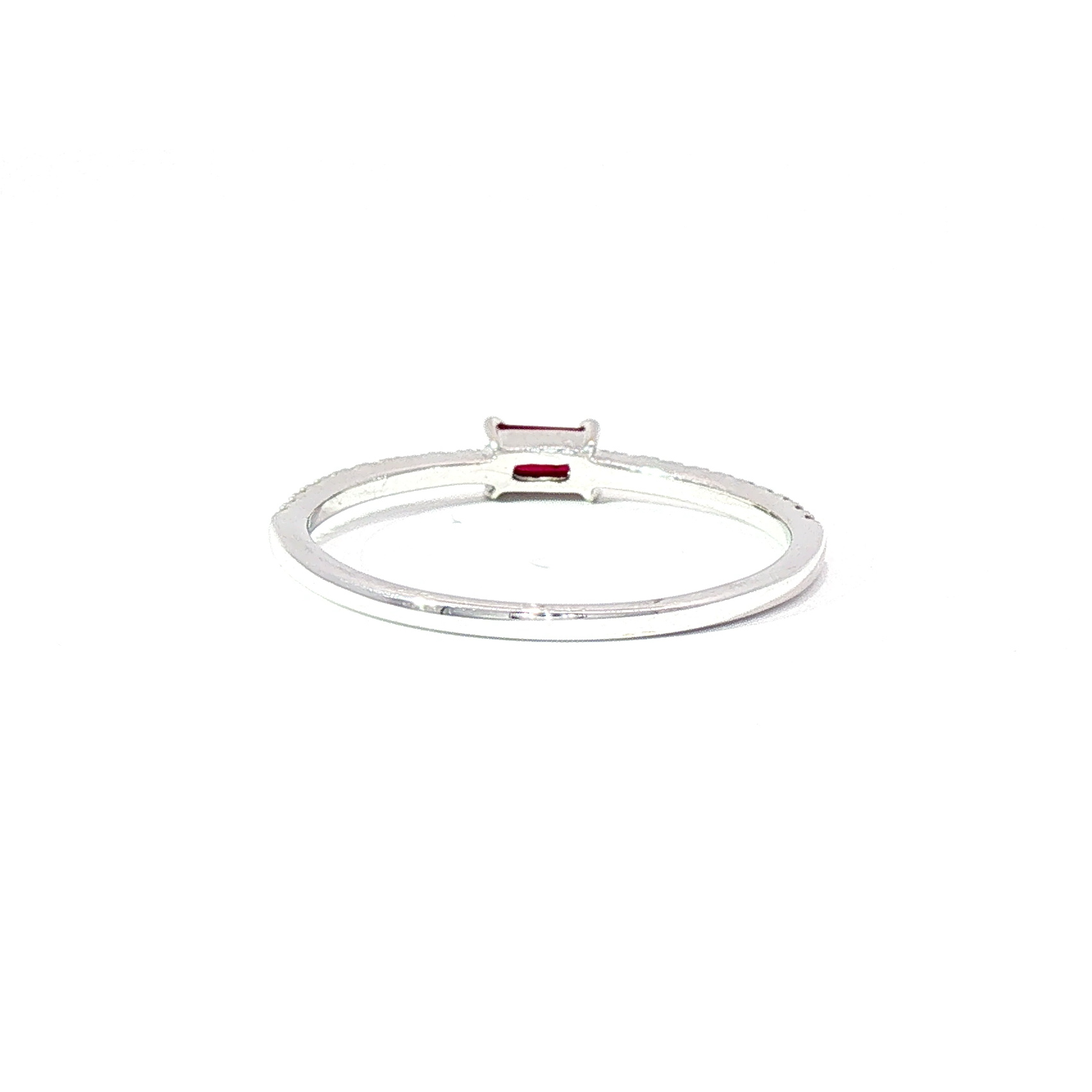 Anillo Oro Blanco 18K Rubí y Diamantes