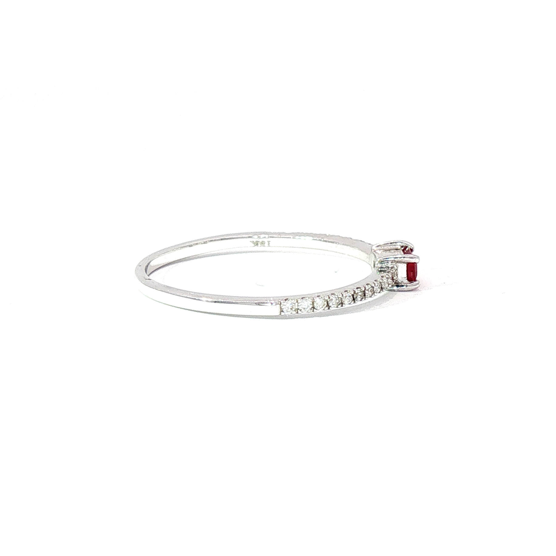 Anillo Oro Blanco 18K Rubí y Diamantes