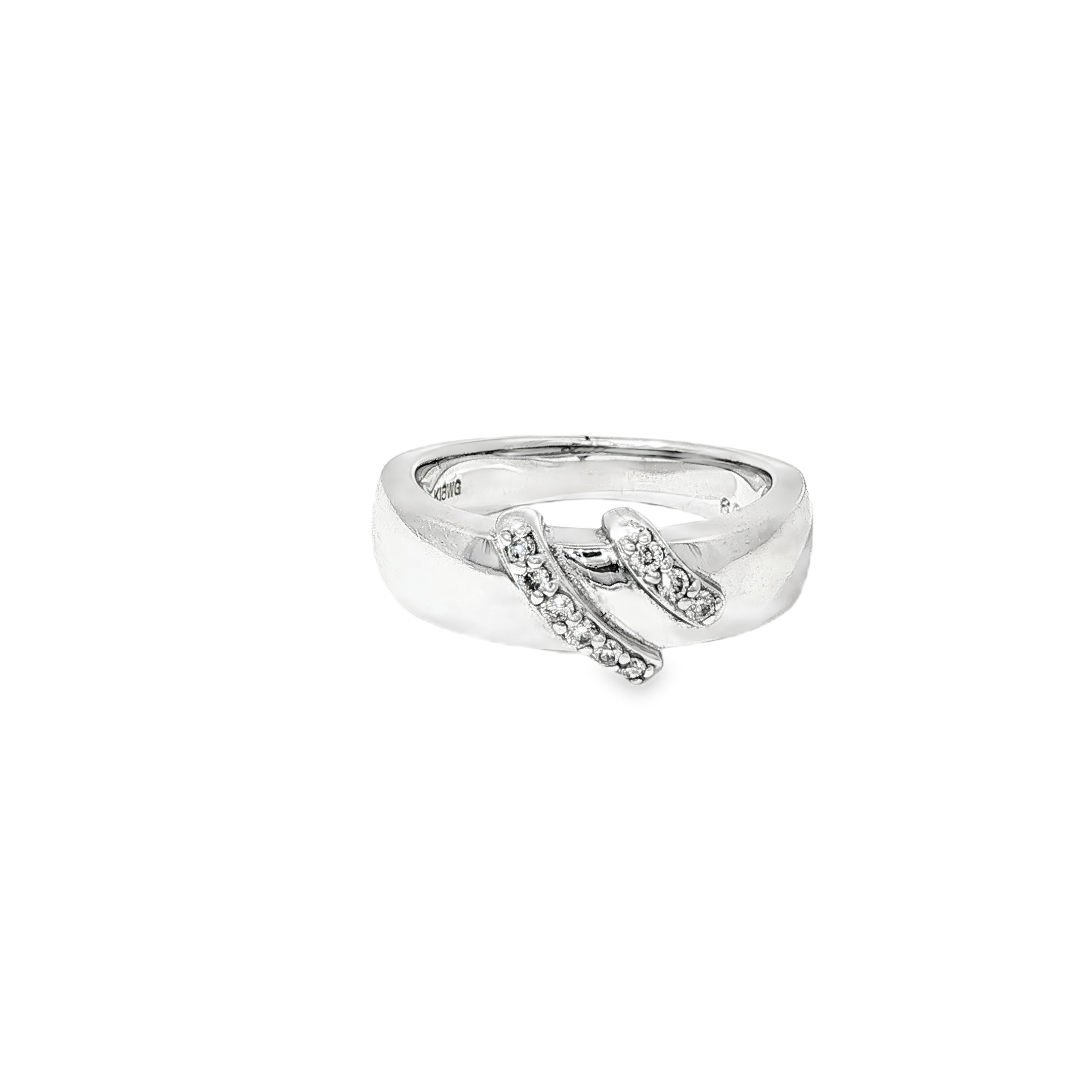 Anillo Cruzado Diamantes Oro Blanco 18K