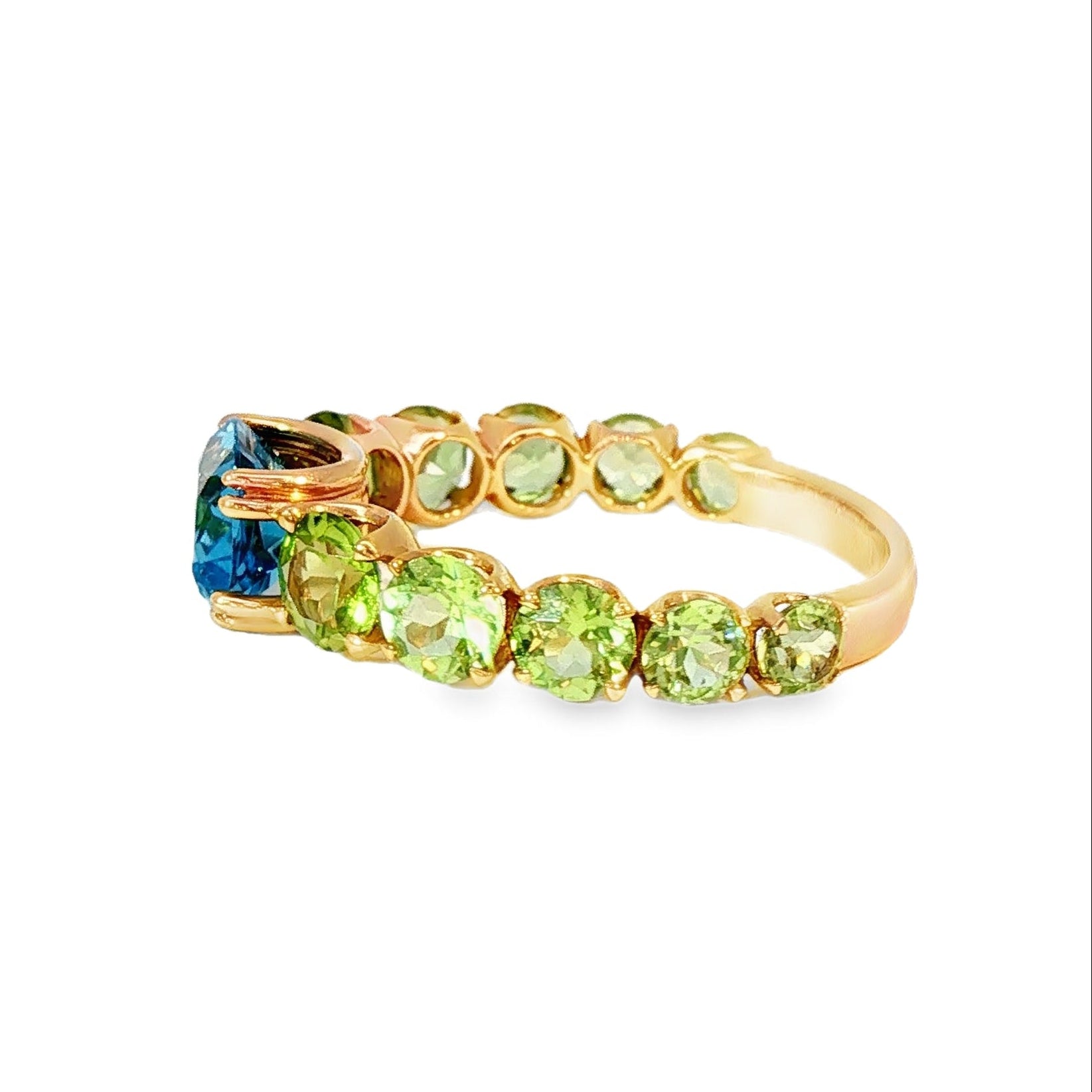 Anillo Oro Amarillo 18K Topacio y Peridotos
