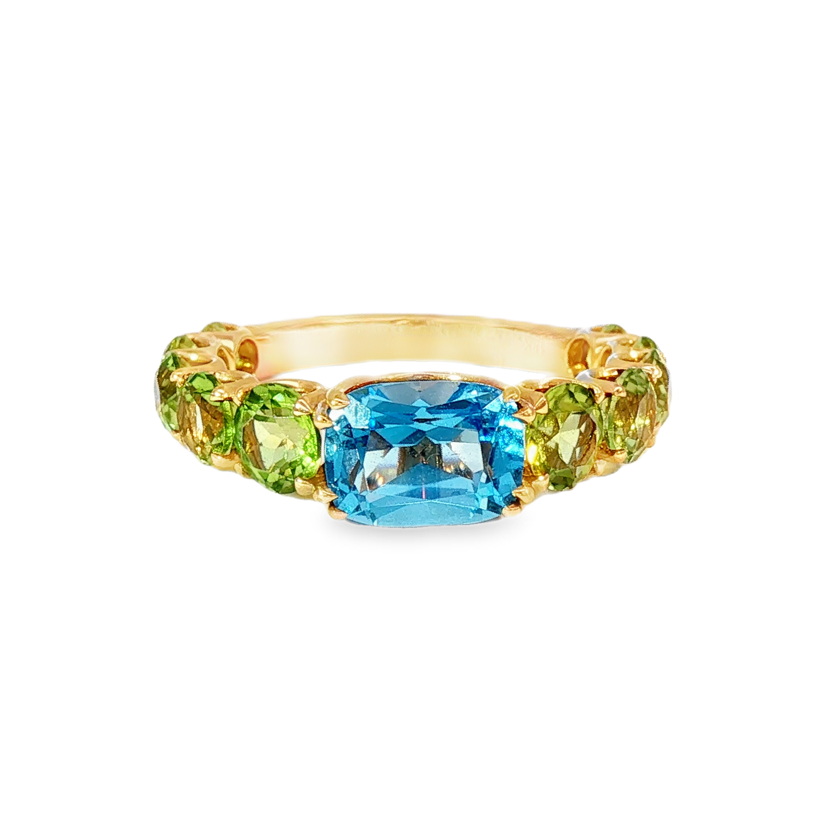 Anillo Oro Amarillo 18K Topacio y Peridotos
