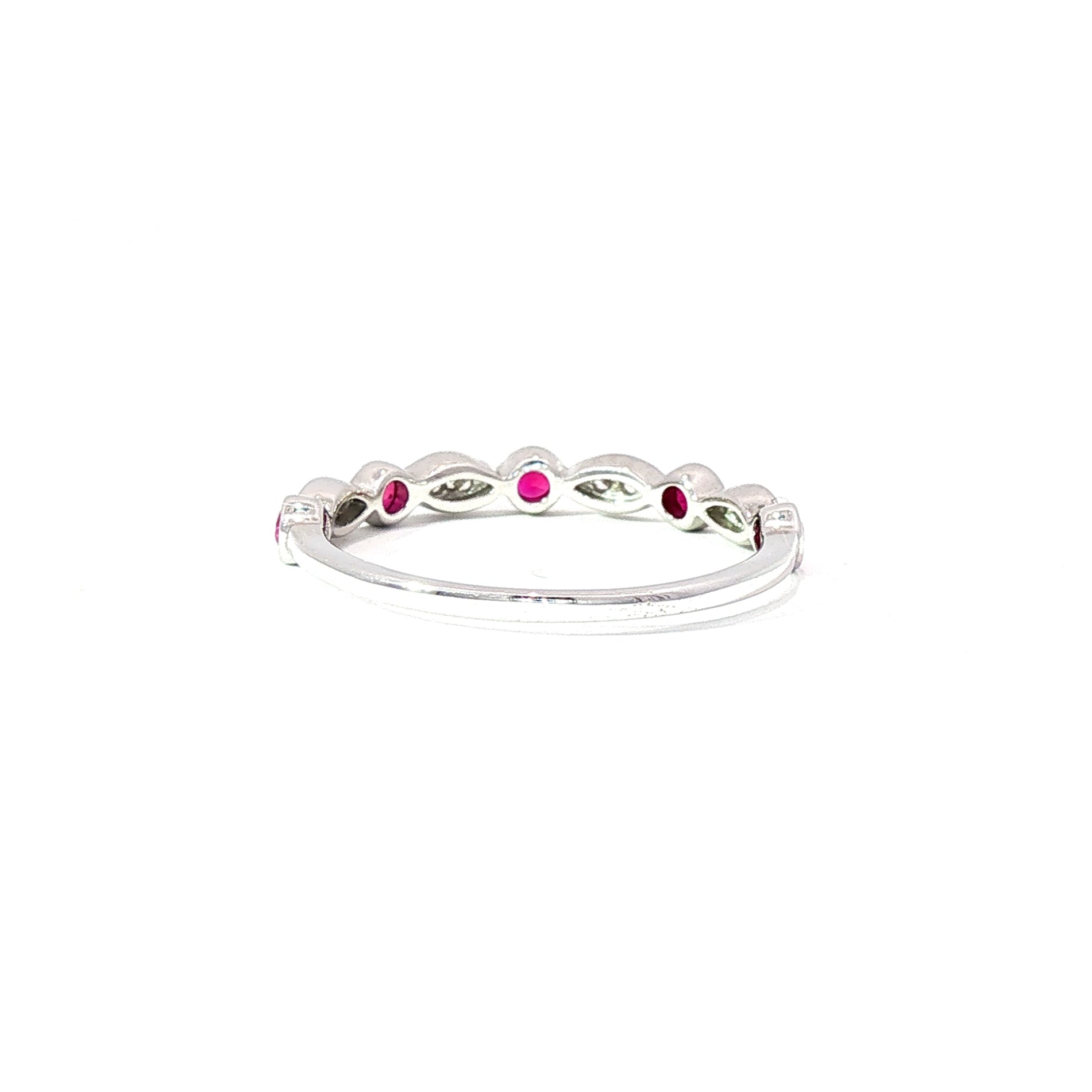 Anillo Oro Blanco 18K Rubí y Diamantes Naturales
