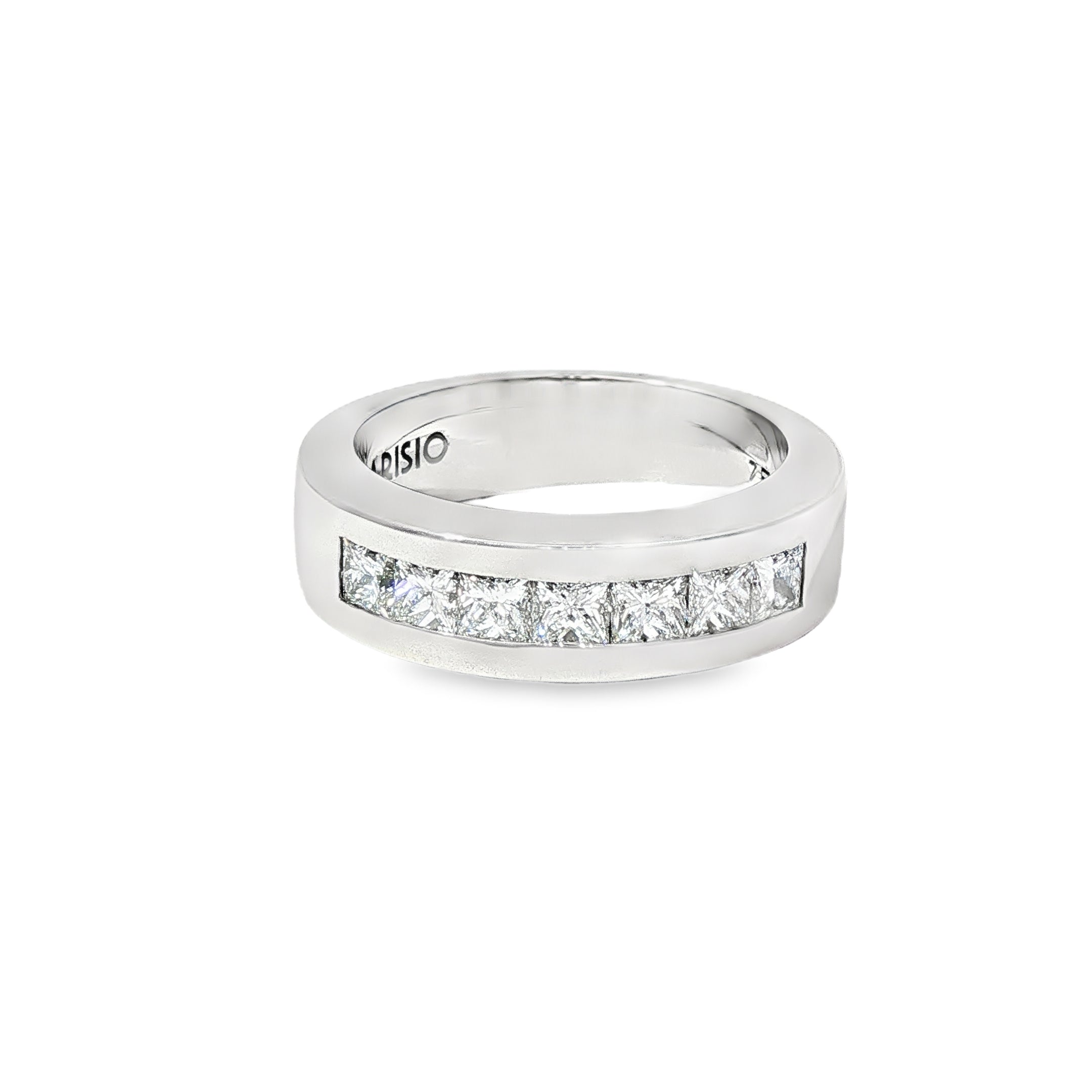 Anillo Cintillo Riel Diamantes Oro Blanco 18K
