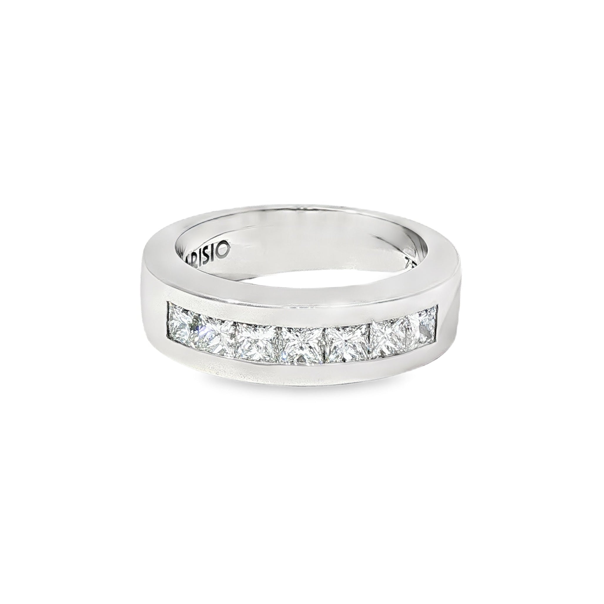 Anillo Cintillo Riel Diamantes Oro Blanco 18K