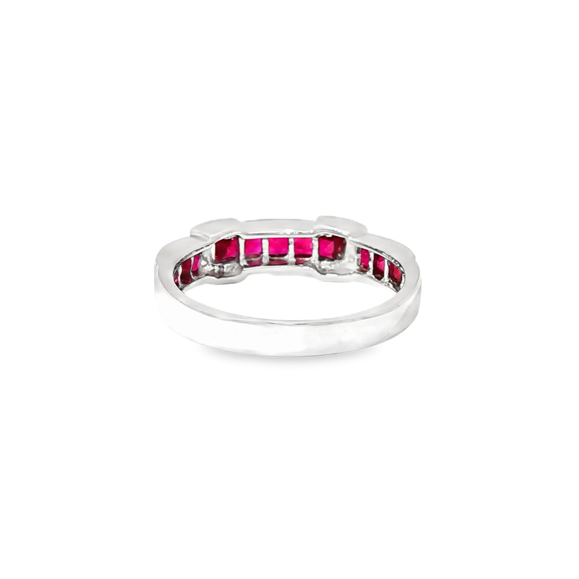 Anillo de Oro Blanco 18K Rubí y Diamantes