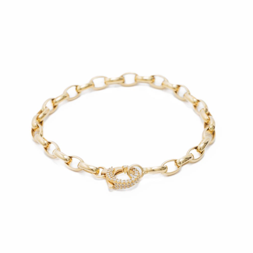 Pulsera Eslabones Oro Amarillo 18 Kilates y Circón