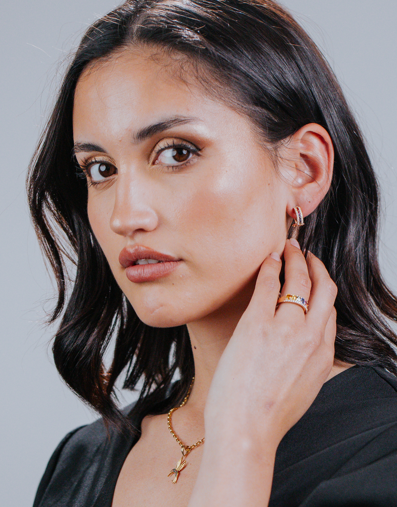 Anillo Zafiros y Diamantes Oro Rosa 18K