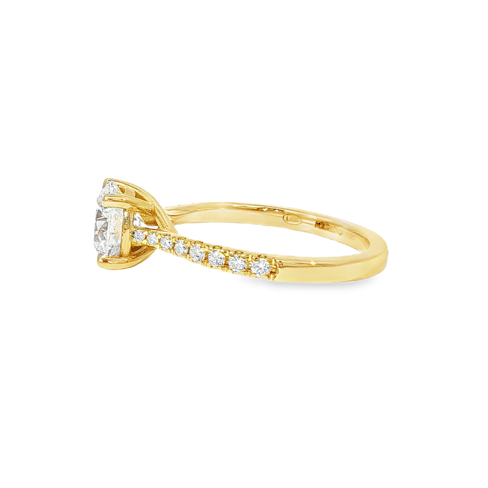 Anillo Solitario de Oro Amarillo 18K Diamantes de Laboratorio