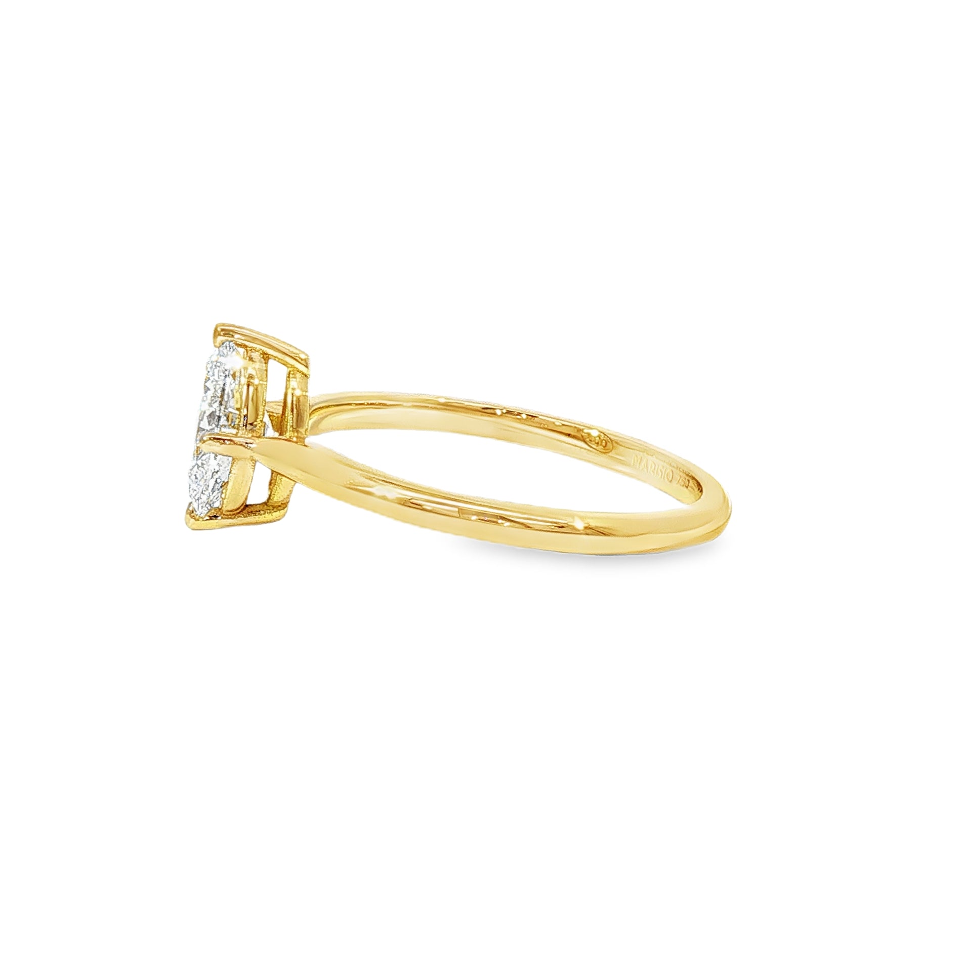 Anillo Solitario Oval Oro Amarillo 18K Diamantes de Laboratorio