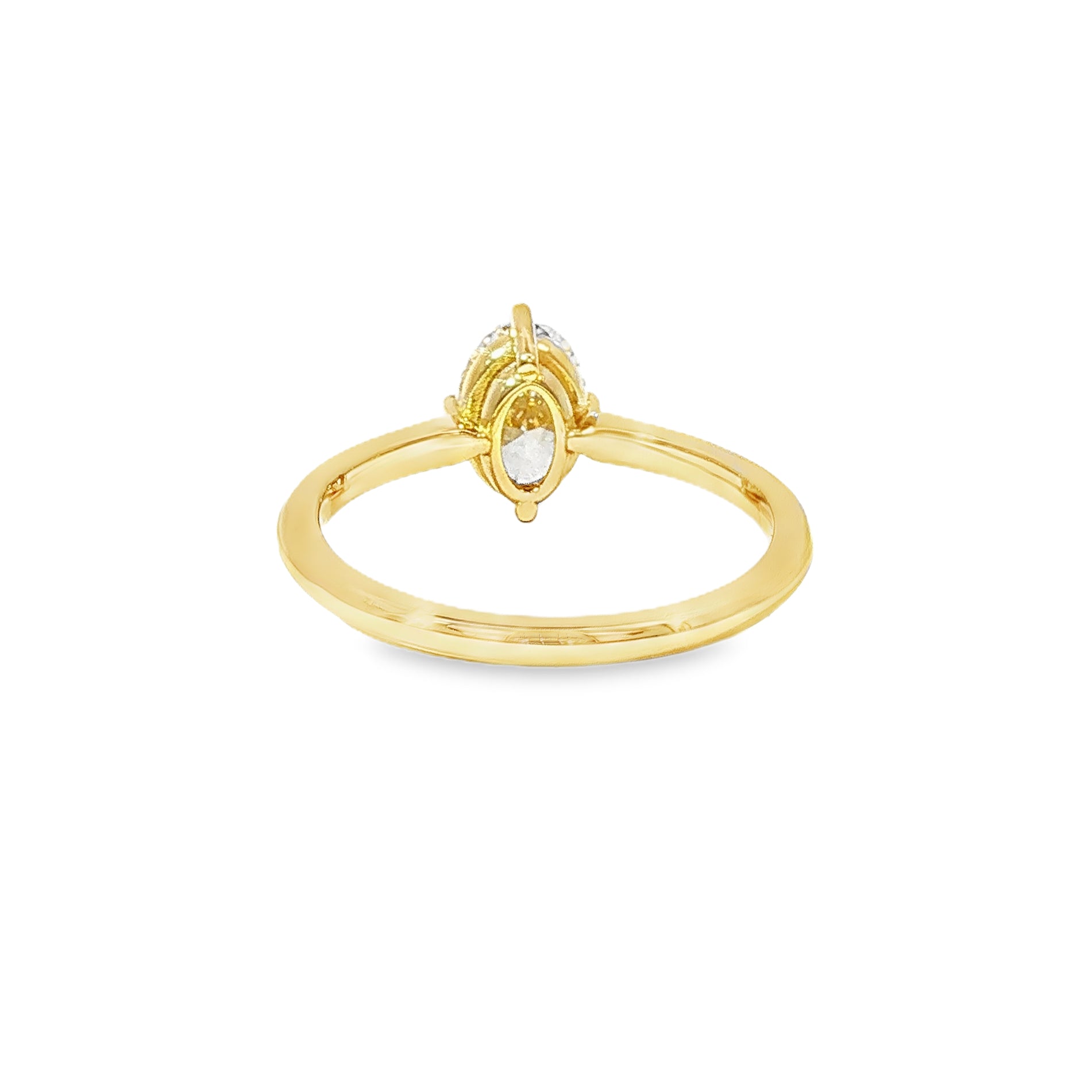 Anillo Solitario Oval Oro Amarillo 18K Diamantes de Laboratorio
