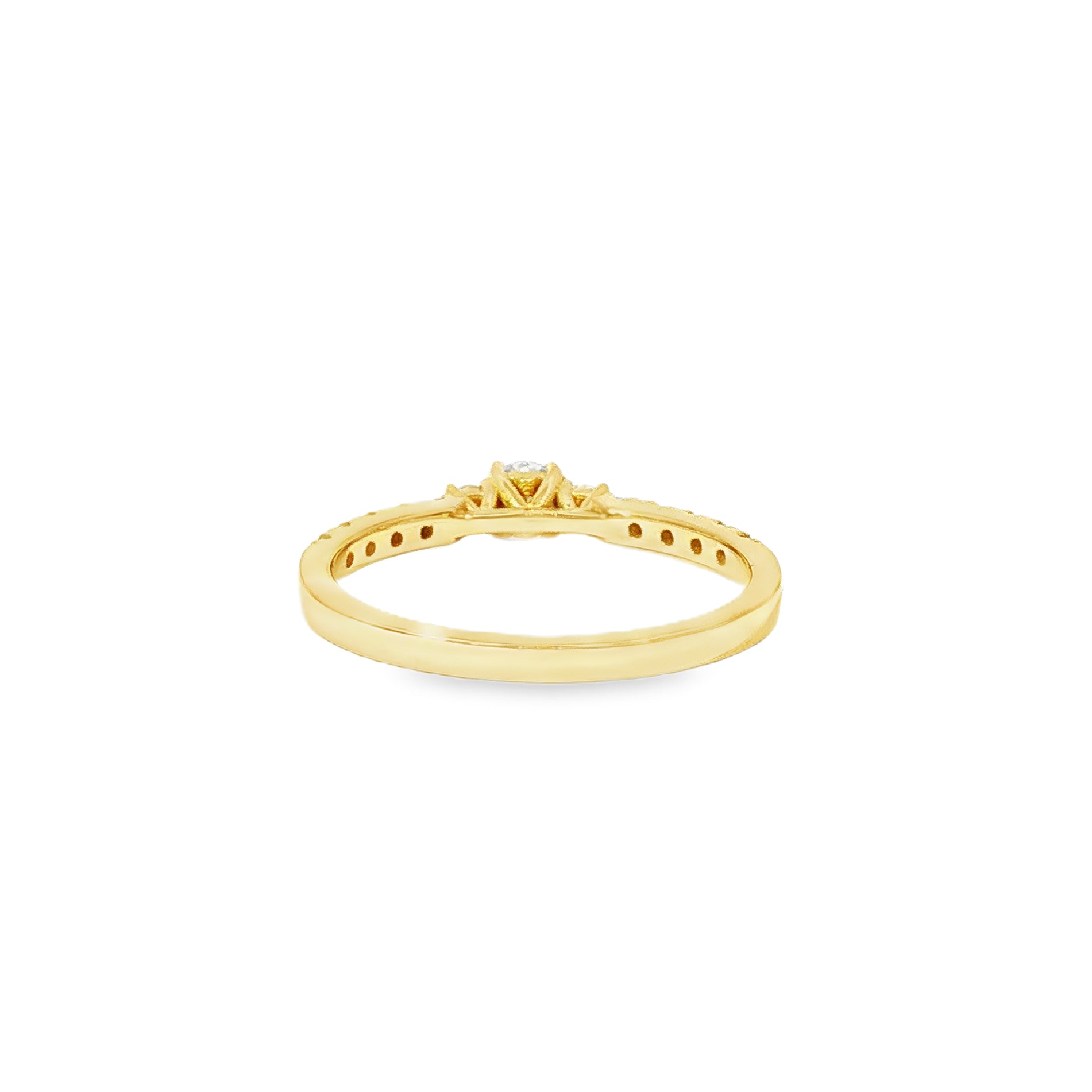 Anillo Tricillo Medio Cintillo de Oro Amarillo 18K Diamantes de Laboratorio