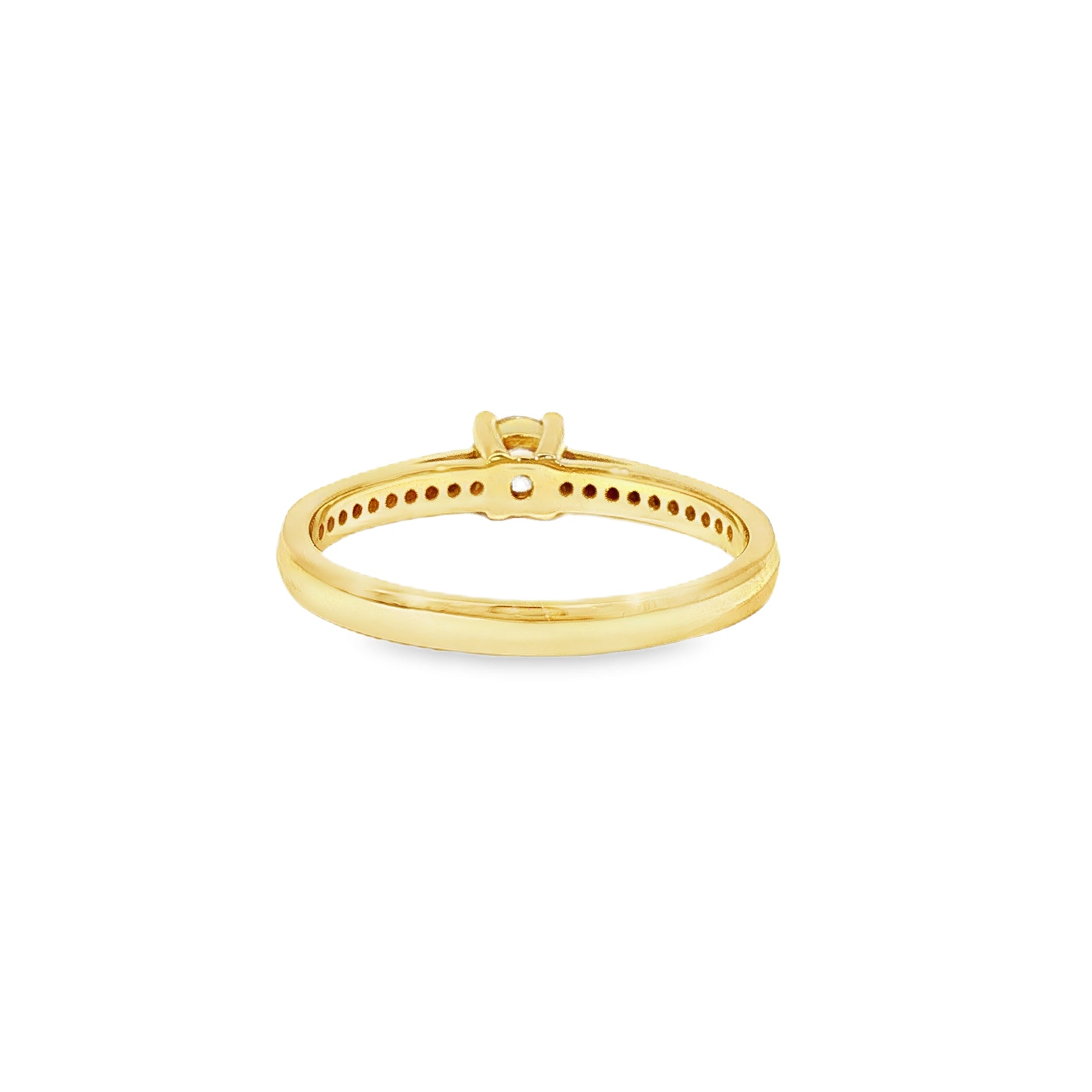 Anillo Solitario Medio Cintillo de Oro Amarillo 18K Diamantes de Laboratorio
