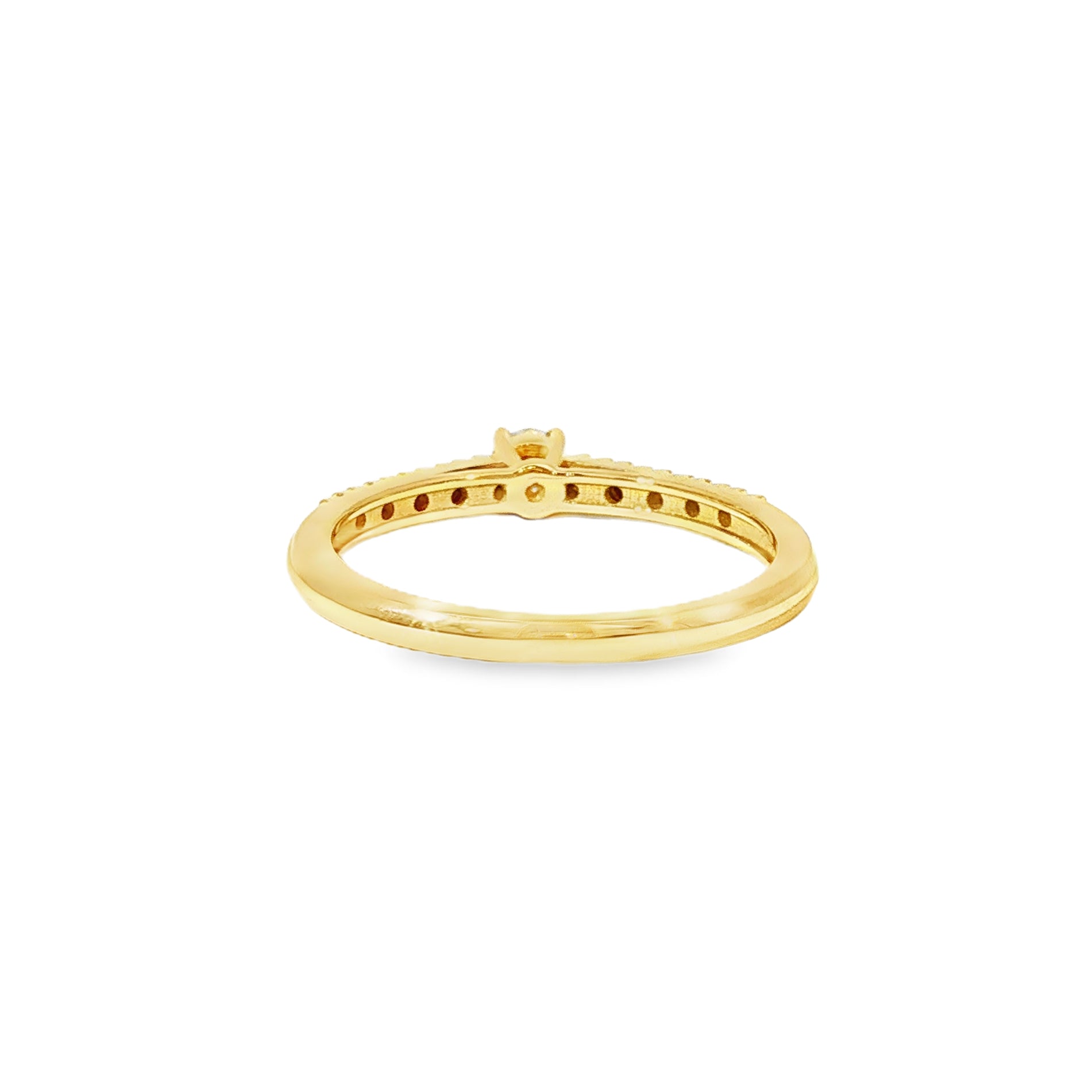 Anillo Solitario Medio Cintillo de Oro Amarillo 18K Diamantes de Laboratorio