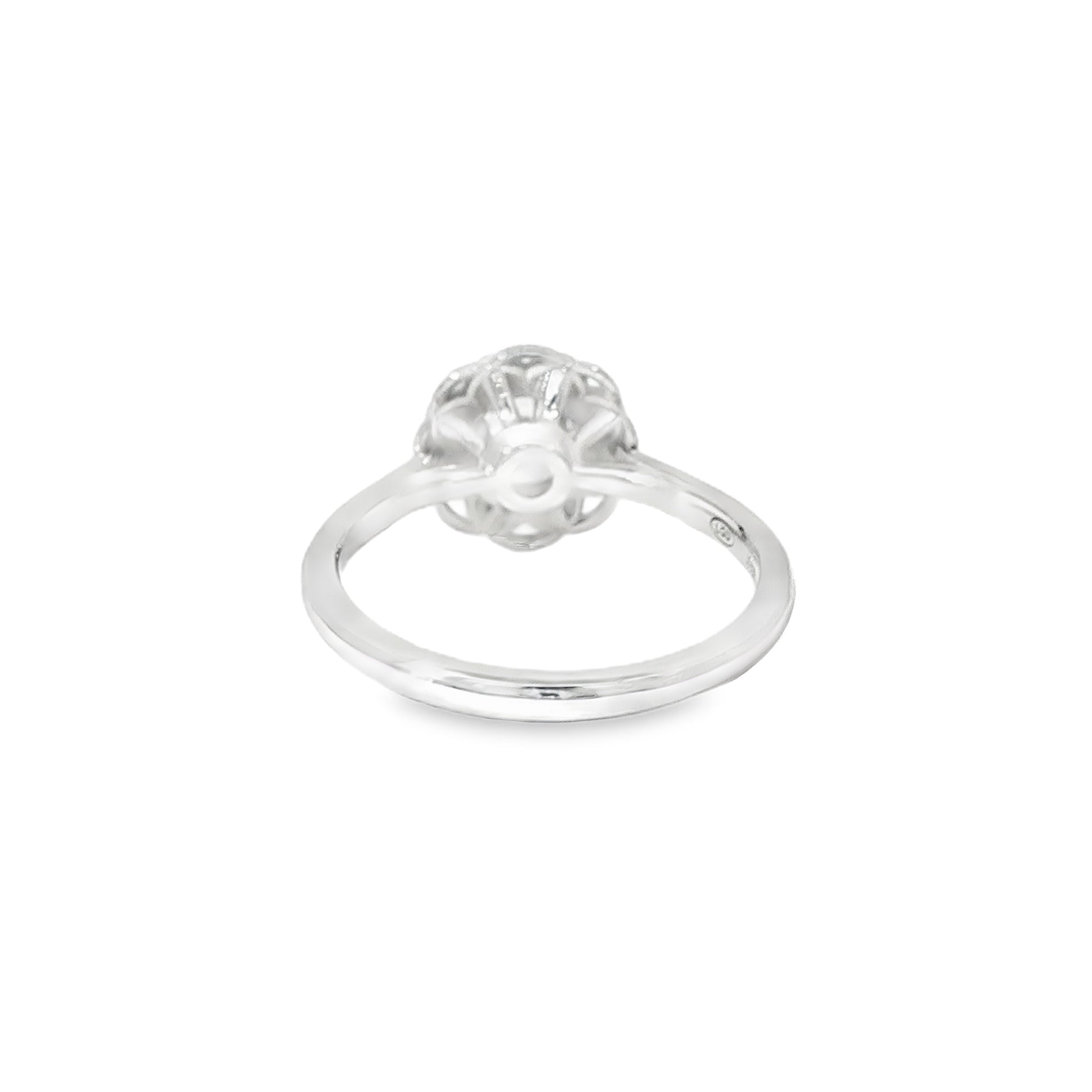 Anillo Solitario Halo Floral Oro Blanco 18K Diamantes de Laboratorio