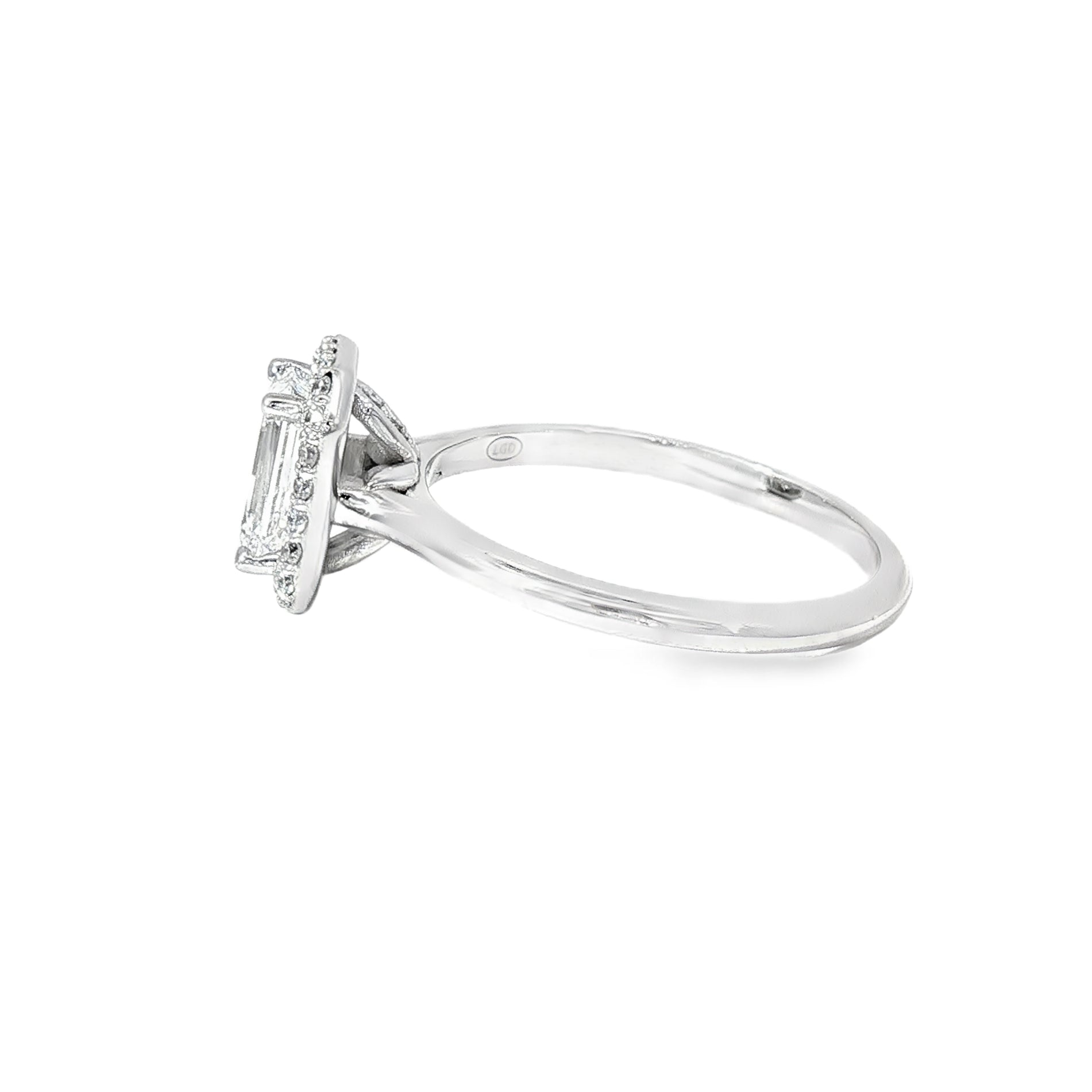 Anillo Halo Corte Esmeralda Oro Blanco 18K Diamantes de Laboratorio