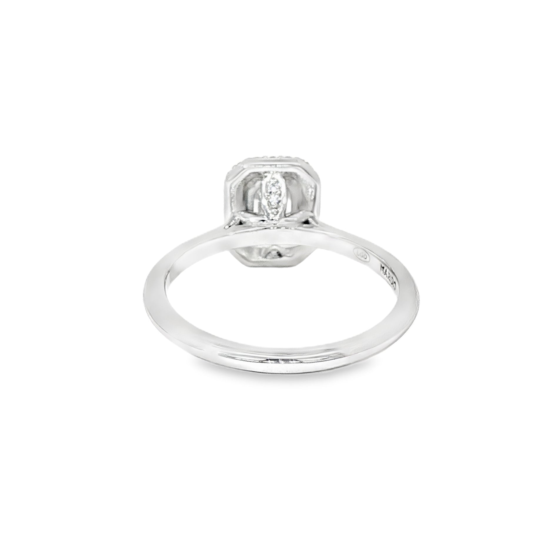 Anillo Halo Corte Esmeralda Oro Blanco 18K Diamantes de Laboratorio