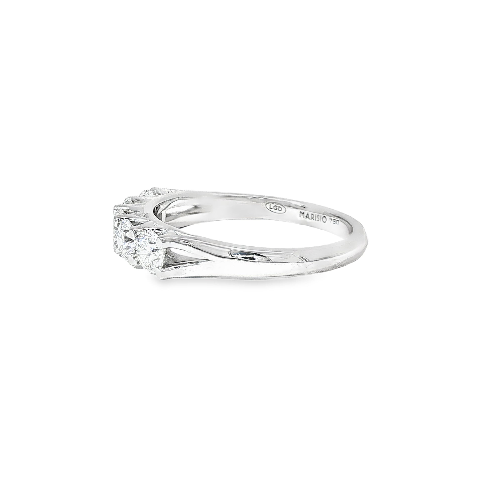 Anillo Medio Cintillo de Oro Blanco 18K Diamantes de Laboratorio