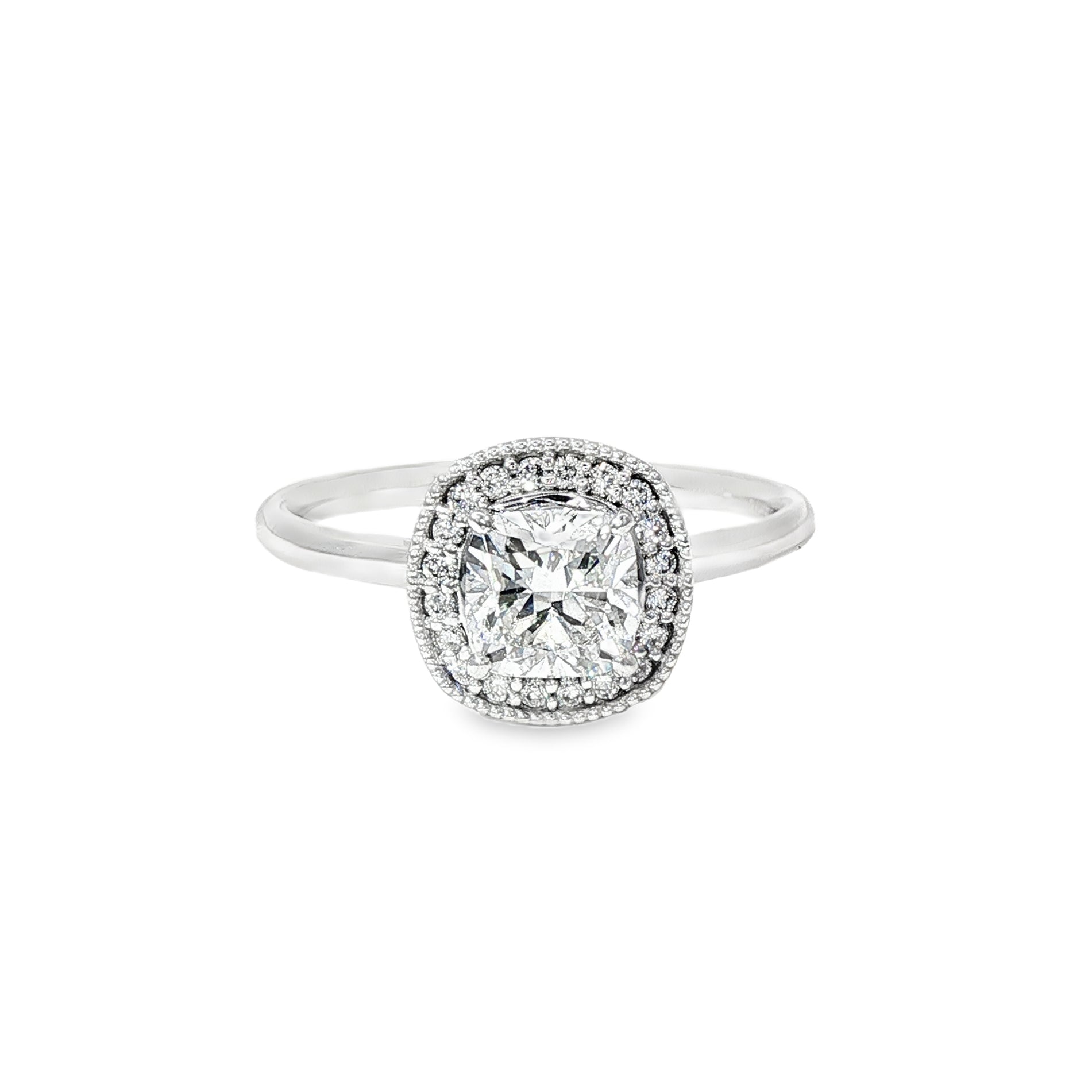 Anillo Halo de Oro Blanco 18K Diamantes de Laboratorio